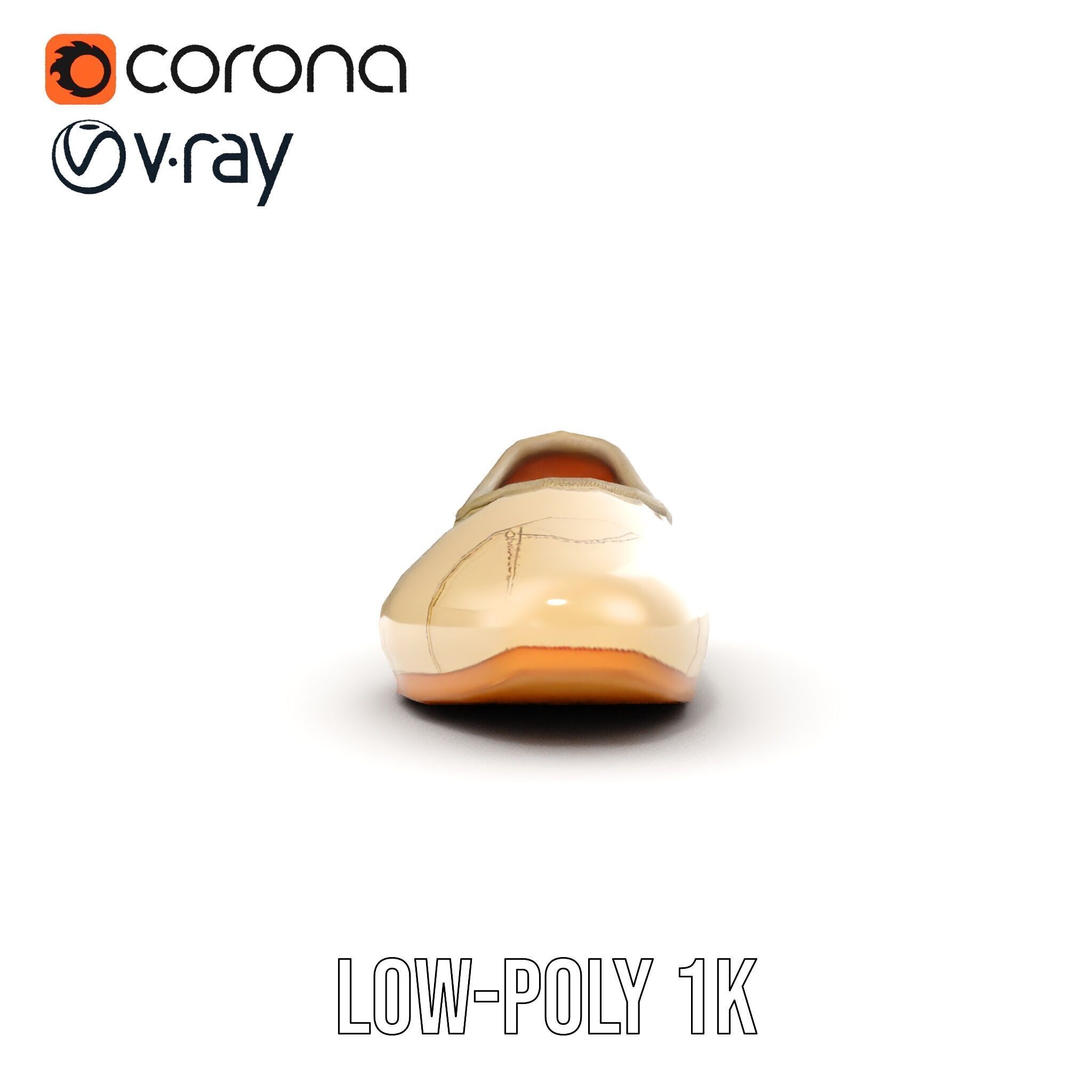 Beige Ballet Flat Shoe D Model Pack Low-poly 3D model_18