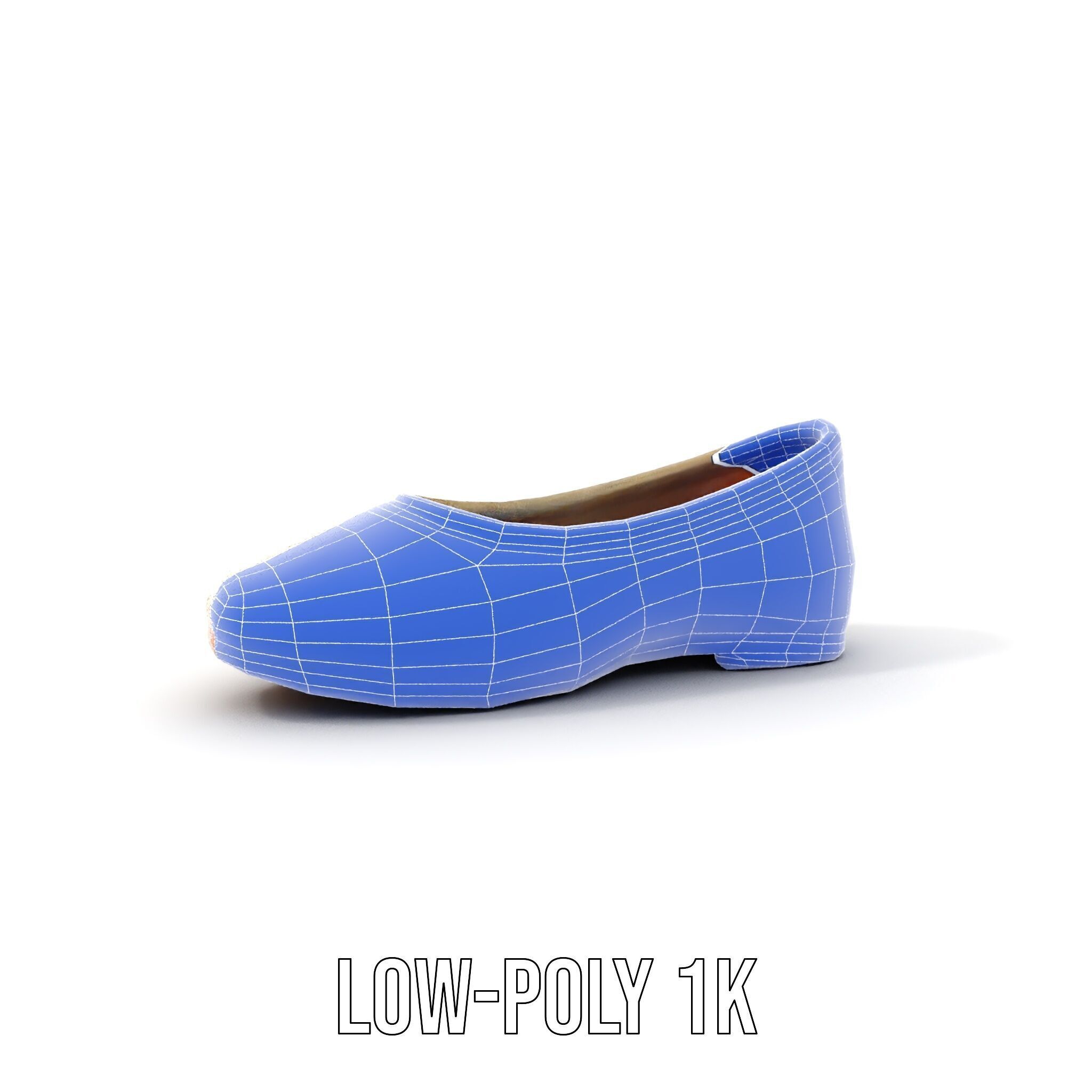 Beige Ballet Flat Shoe D Model Pack Low-poly 3D model_20
