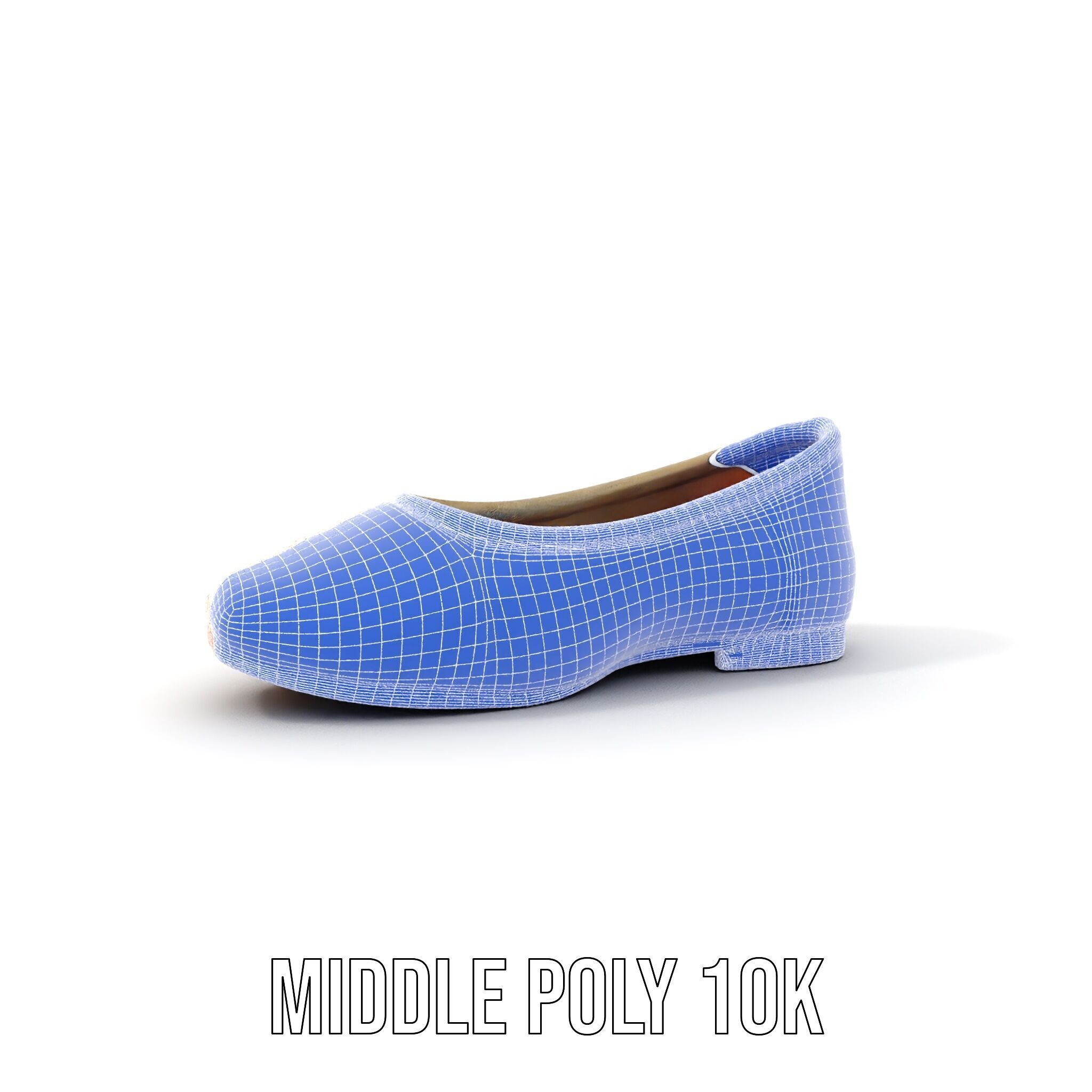 Beige Ballet Flat Shoe D Model Pack Low-poly 3D model_22