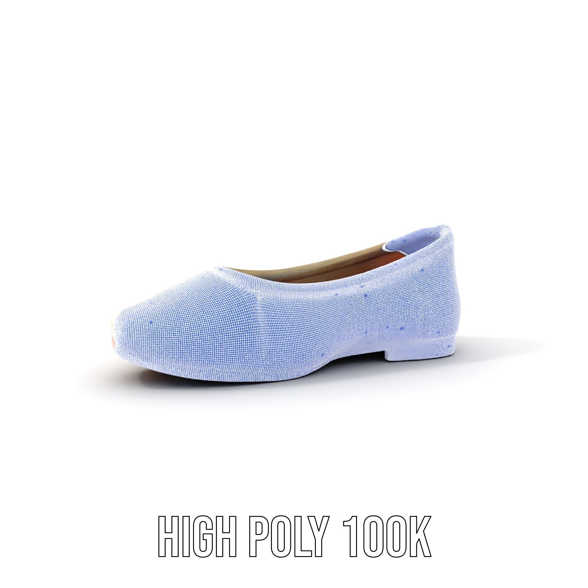 Beige Ballet Flat Shoe D Model Pack Low-poly 3D model_4