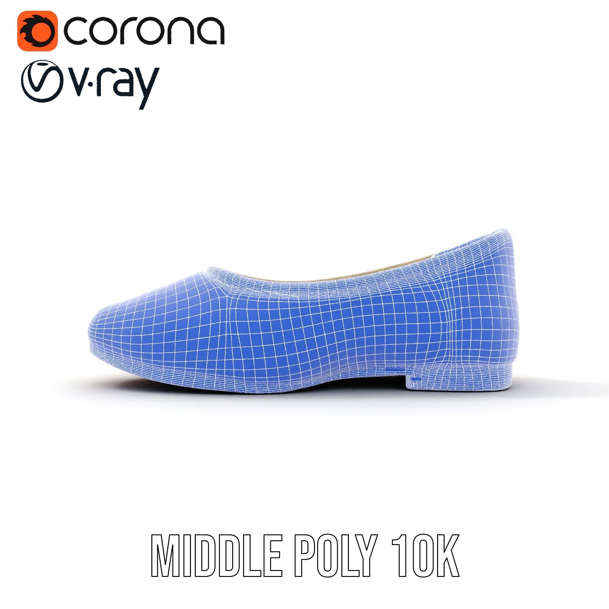 Beige Ballet Flat Shoe D Model Pack Low-poly 3D model_31