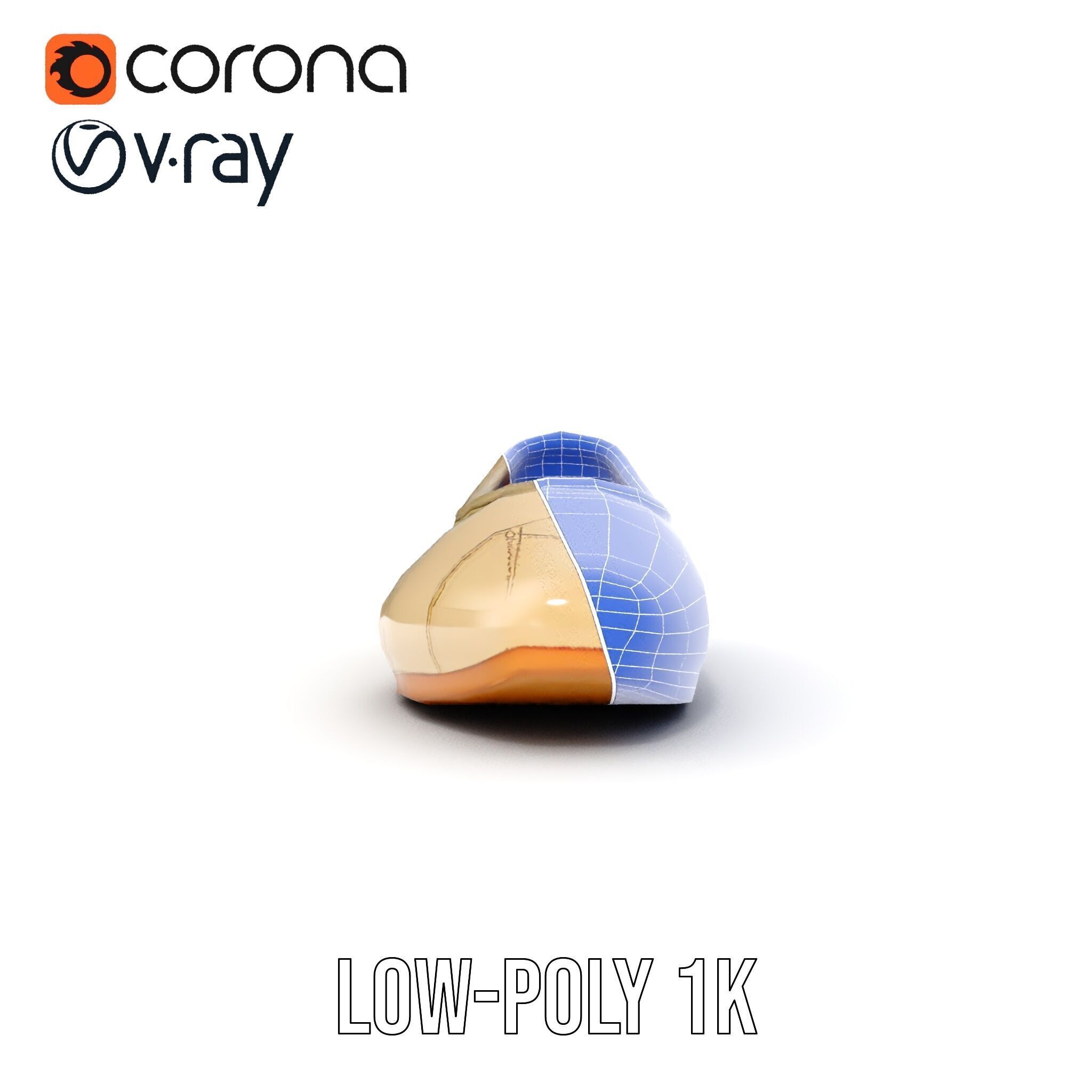 Beige Ballet Flat Shoe D Model Pack Low-poly 3D model_32