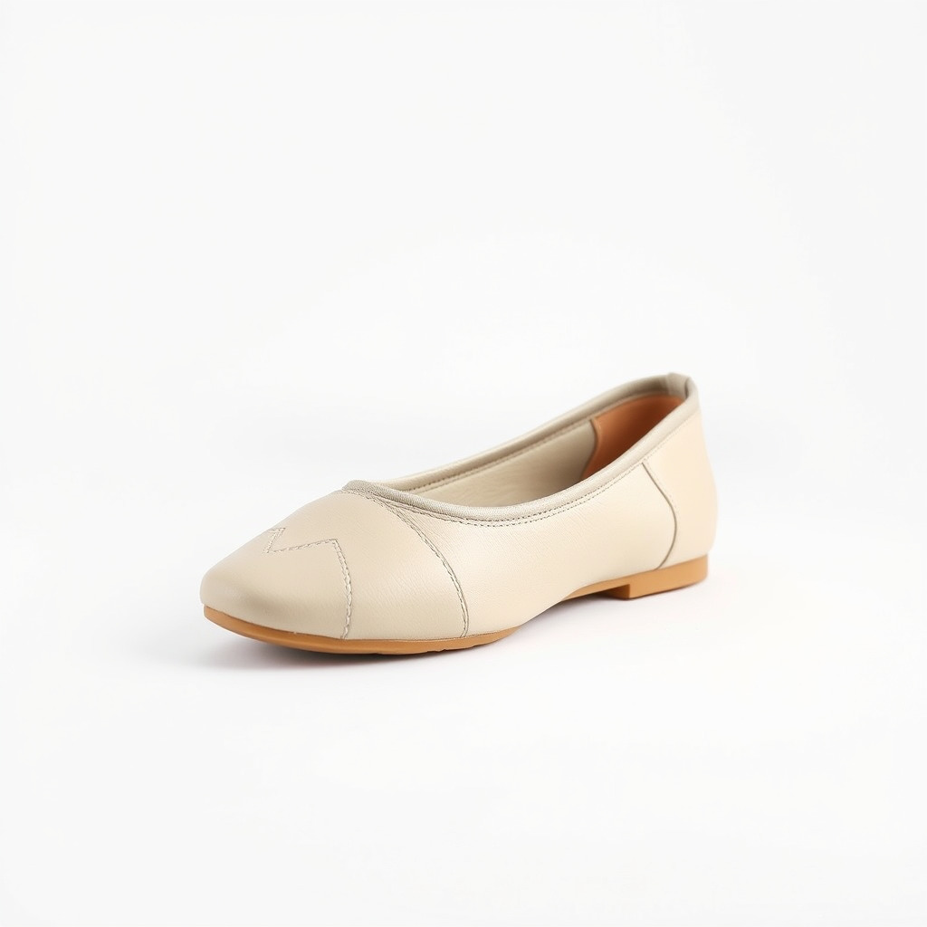 Beige Ballet Flat Shoe D Model Pack Low-poly 3D model_2