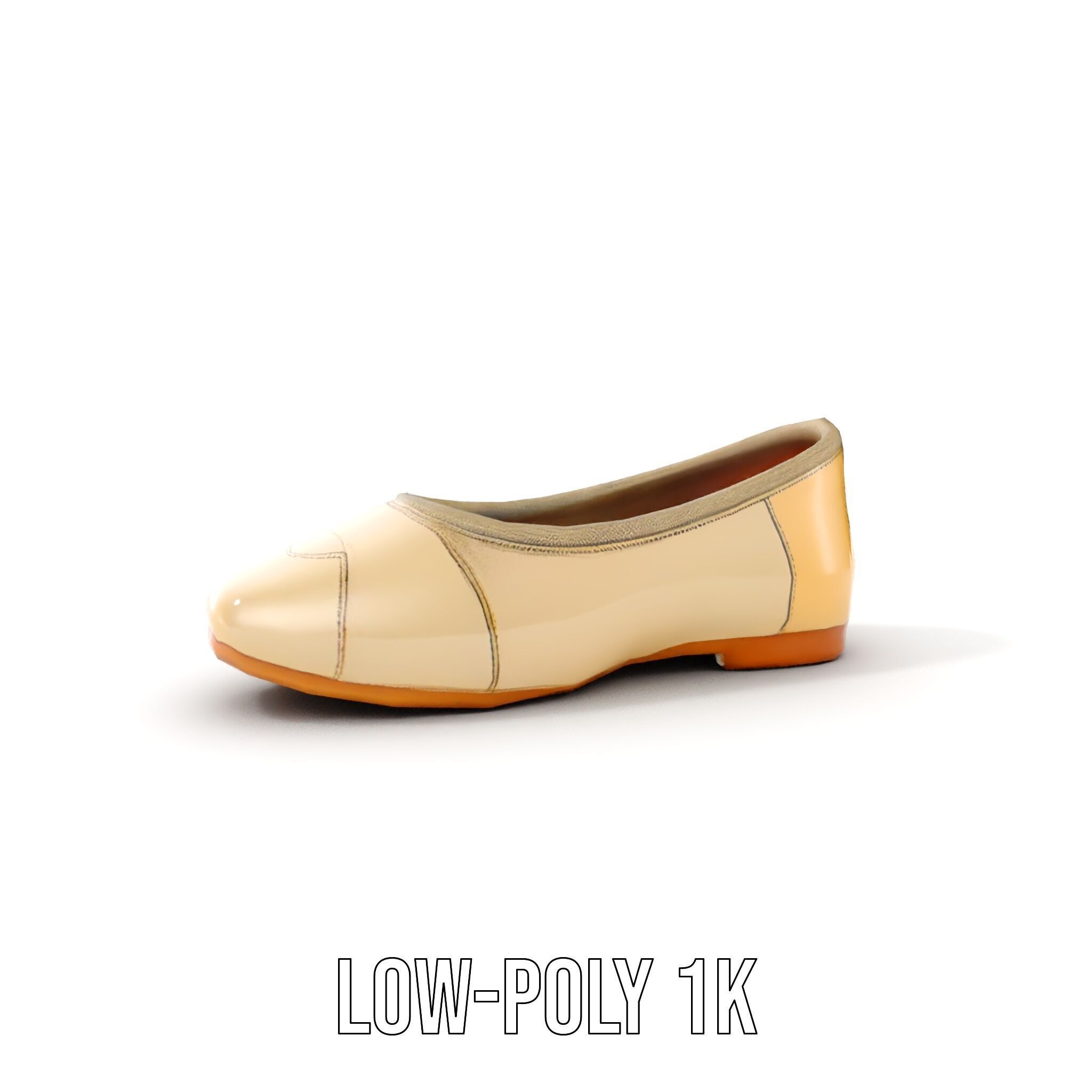 Beige Ballet Flat Shoe D Model Pack Low-poly 3D model_16