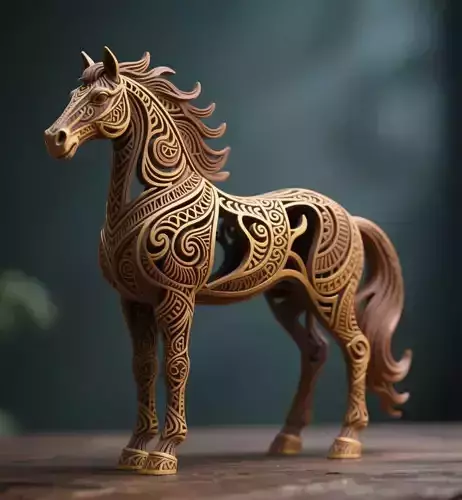 Hollow Tribal Horse Sculpture Majestic Spirit Form 3D print model