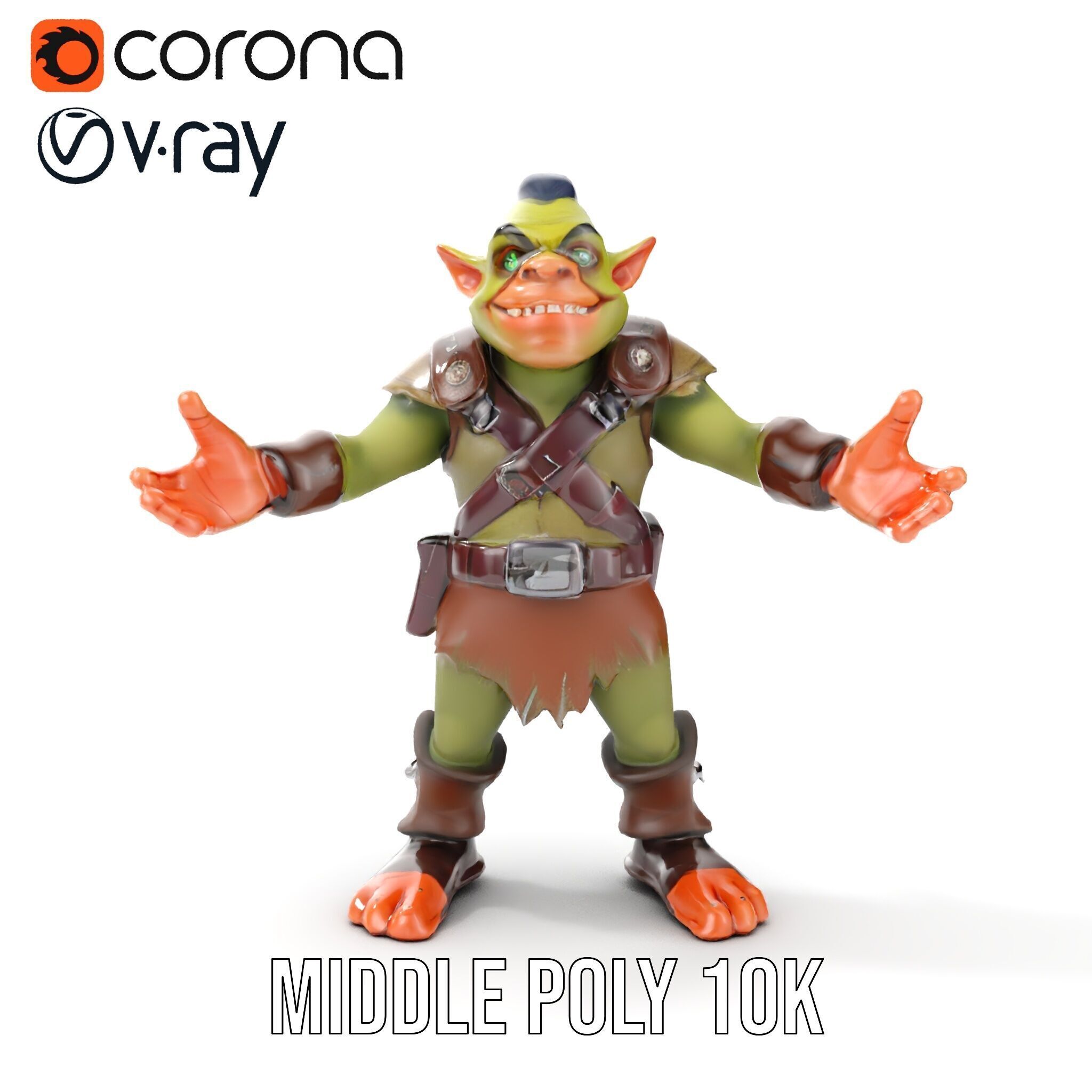 Goblin Warrior D Character Rigged and Animated Low-poly 3D model_31