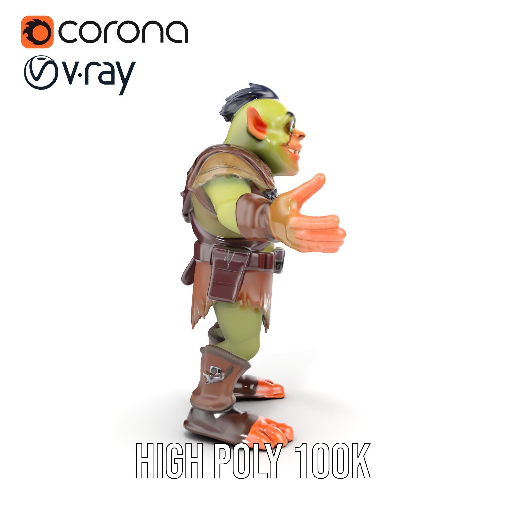 Goblin Warrior D Character Rigged and Animated Low-poly 3D model_36