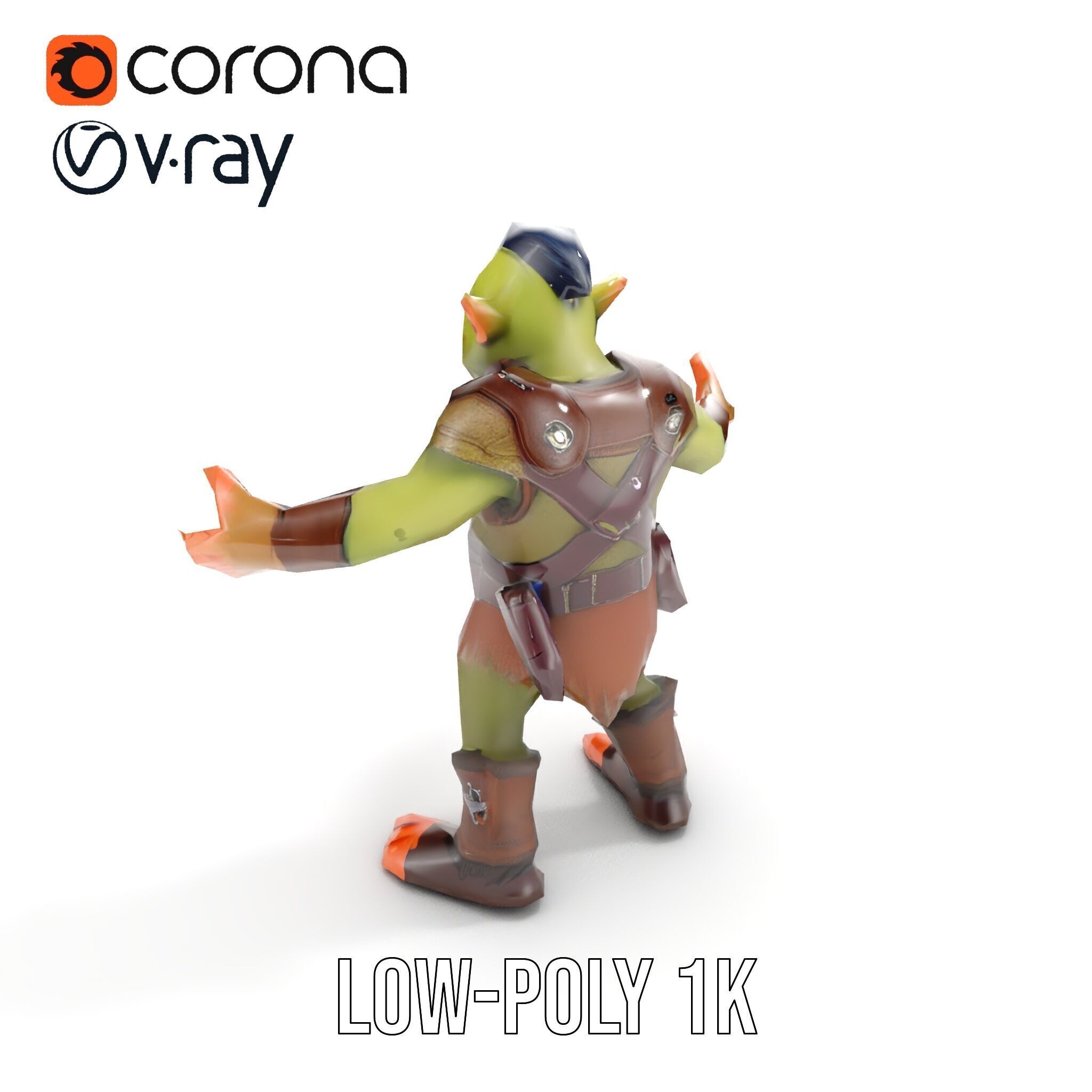 Goblin Warrior D Character Rigged and Animated Low-poly 3D model_7