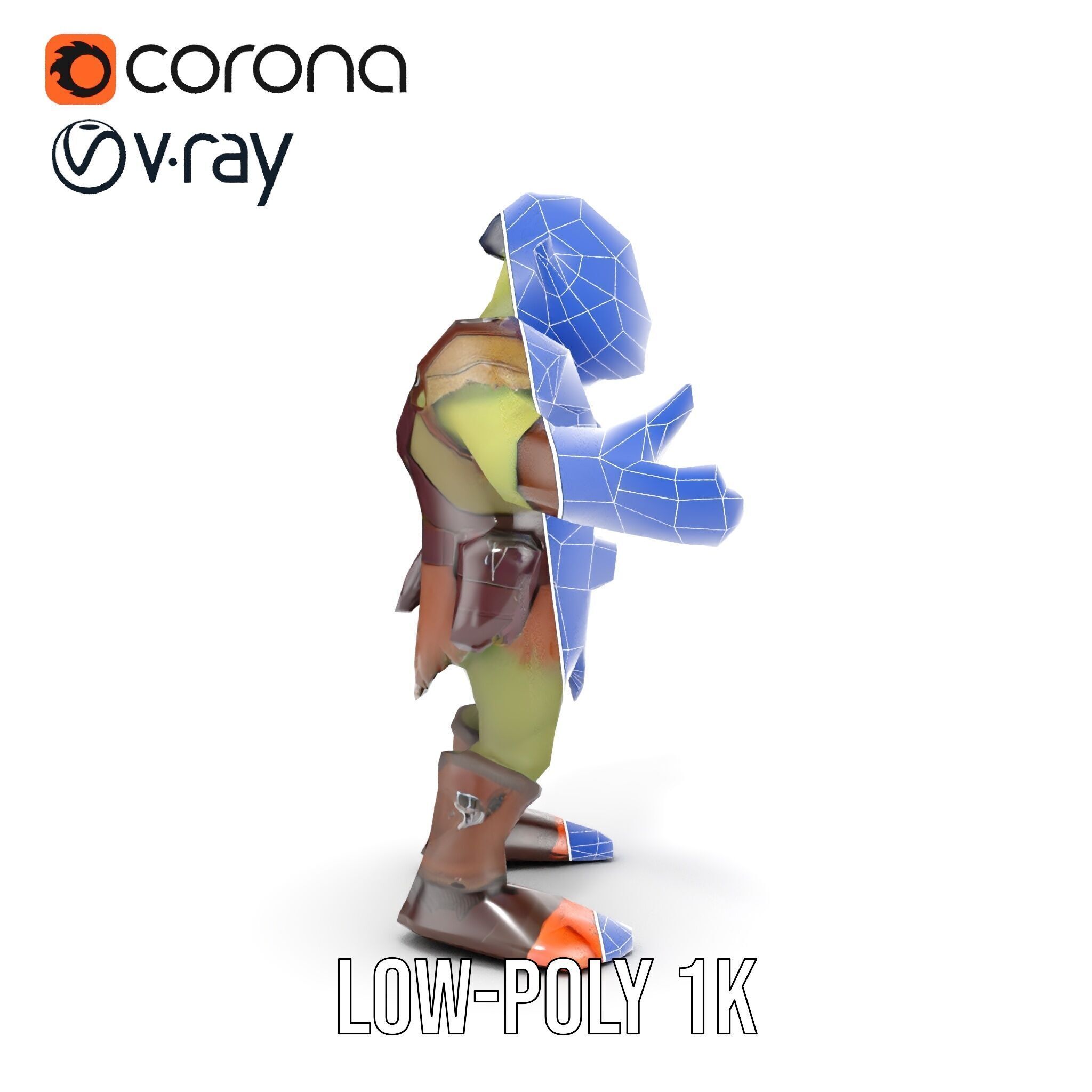 Goblin Warrior D Character Rigged and Animated Low-poly 3D model_23