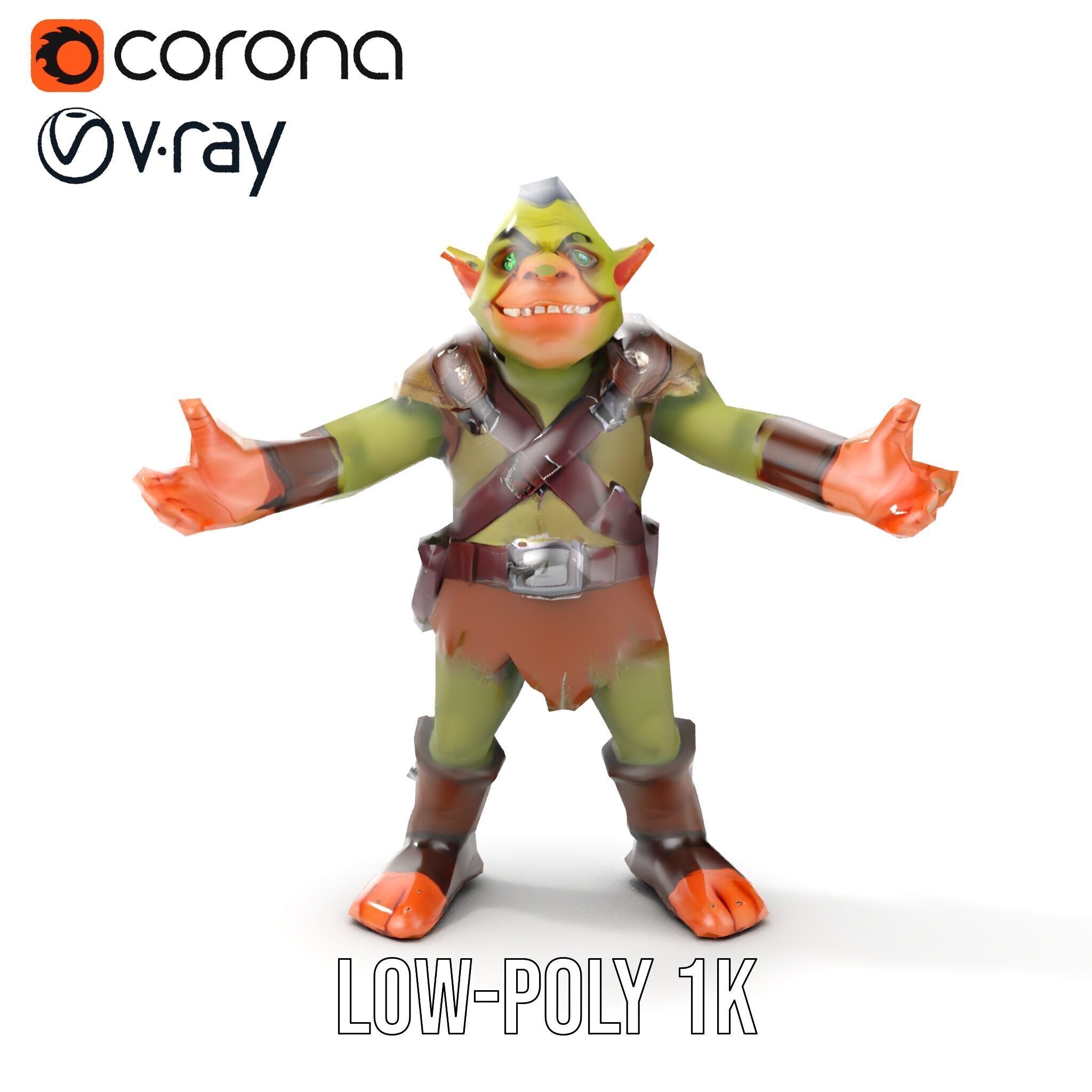 Goblin Warrior D Character Rigged and Animated Low-poly 3D model_13
