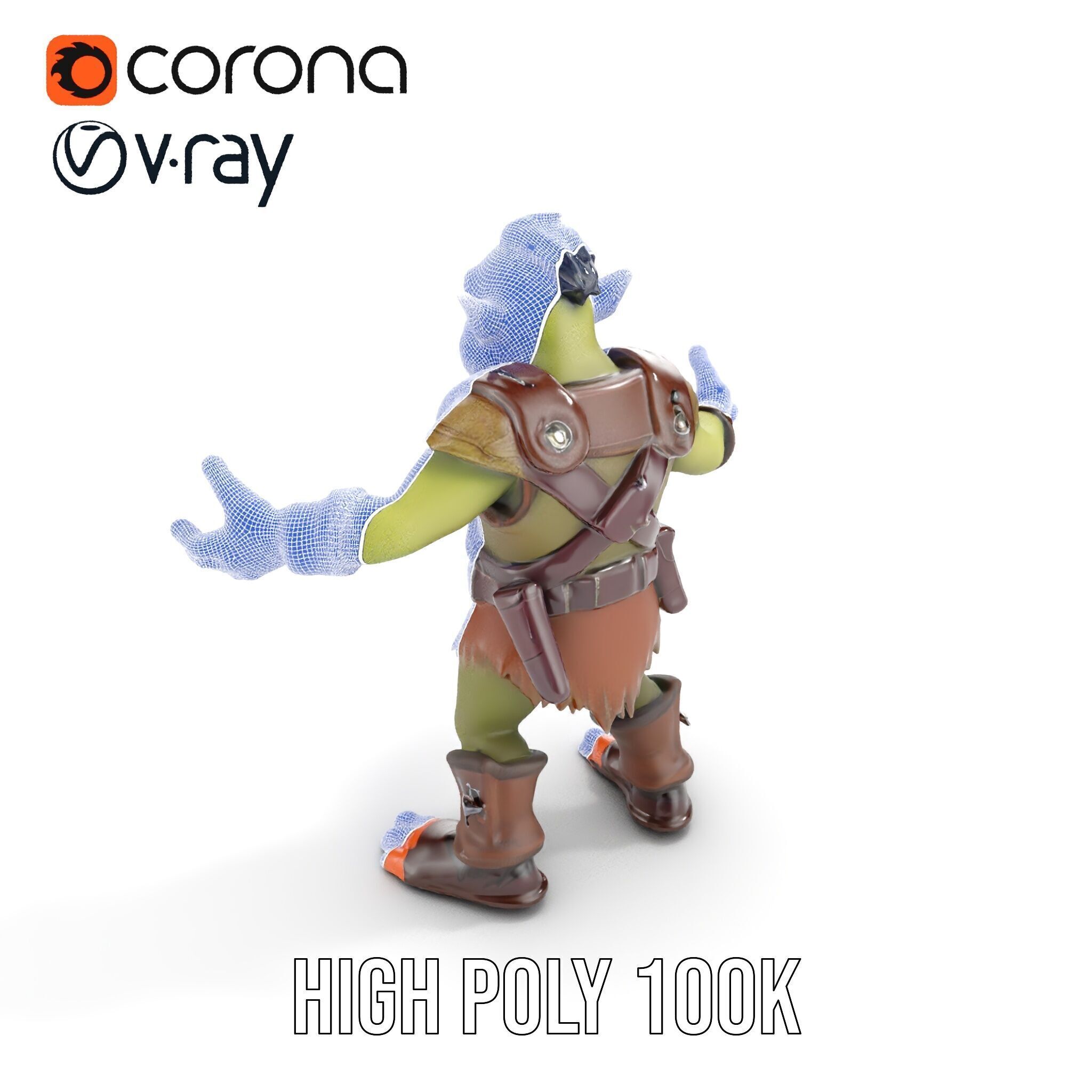 Goblin Warrior D Character Rigged and Animated Low-poly 3D model_33