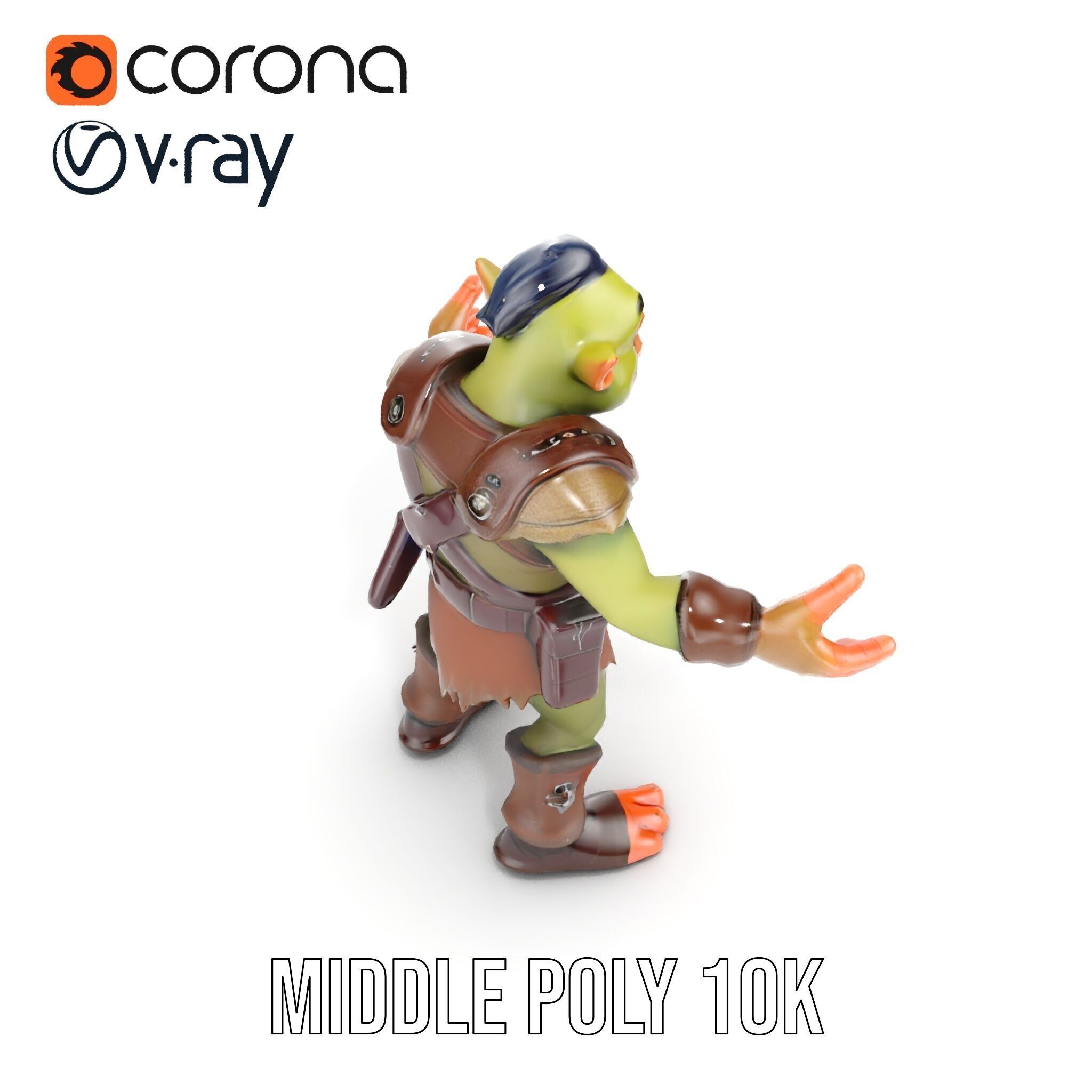 Goblin Warrior D Character Rigged and Animated Low-poly 3D model_12