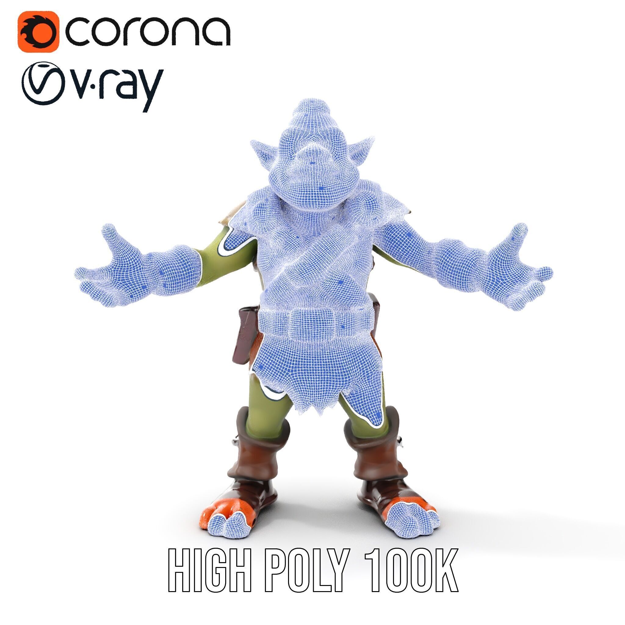 Goblin Warrior D Character Rigged and Animated Low-poly 3D model_38