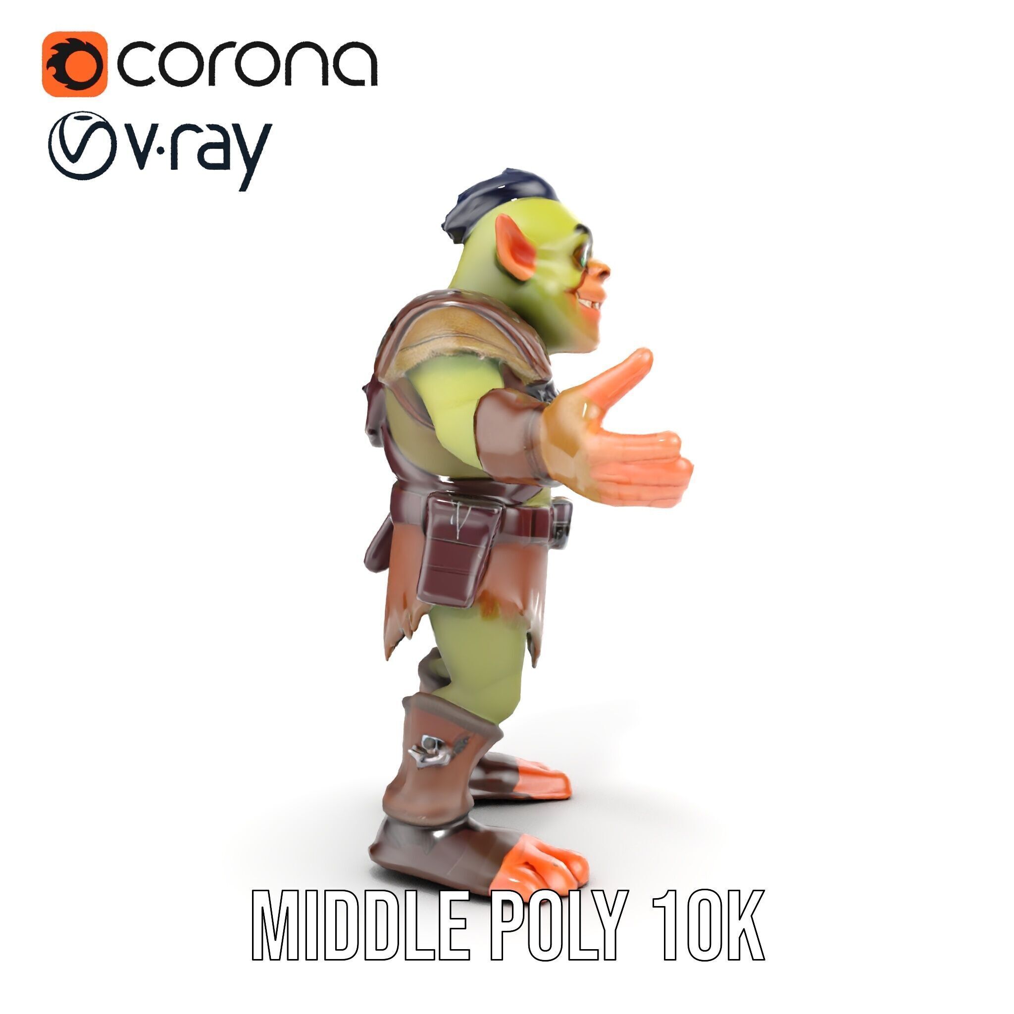 Goblin Warrior D Character Rigged and Animated Low-poly 3D model_25
