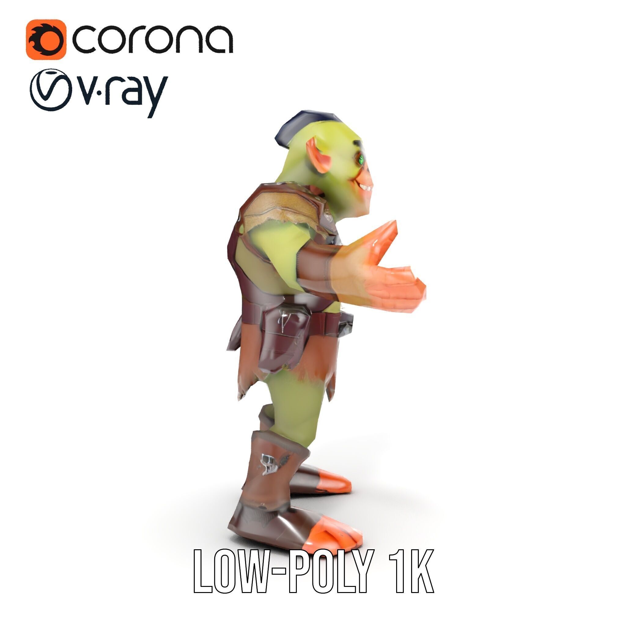 Goblin Warrior D Character Rigged and Animated Low-poly 3D model_26