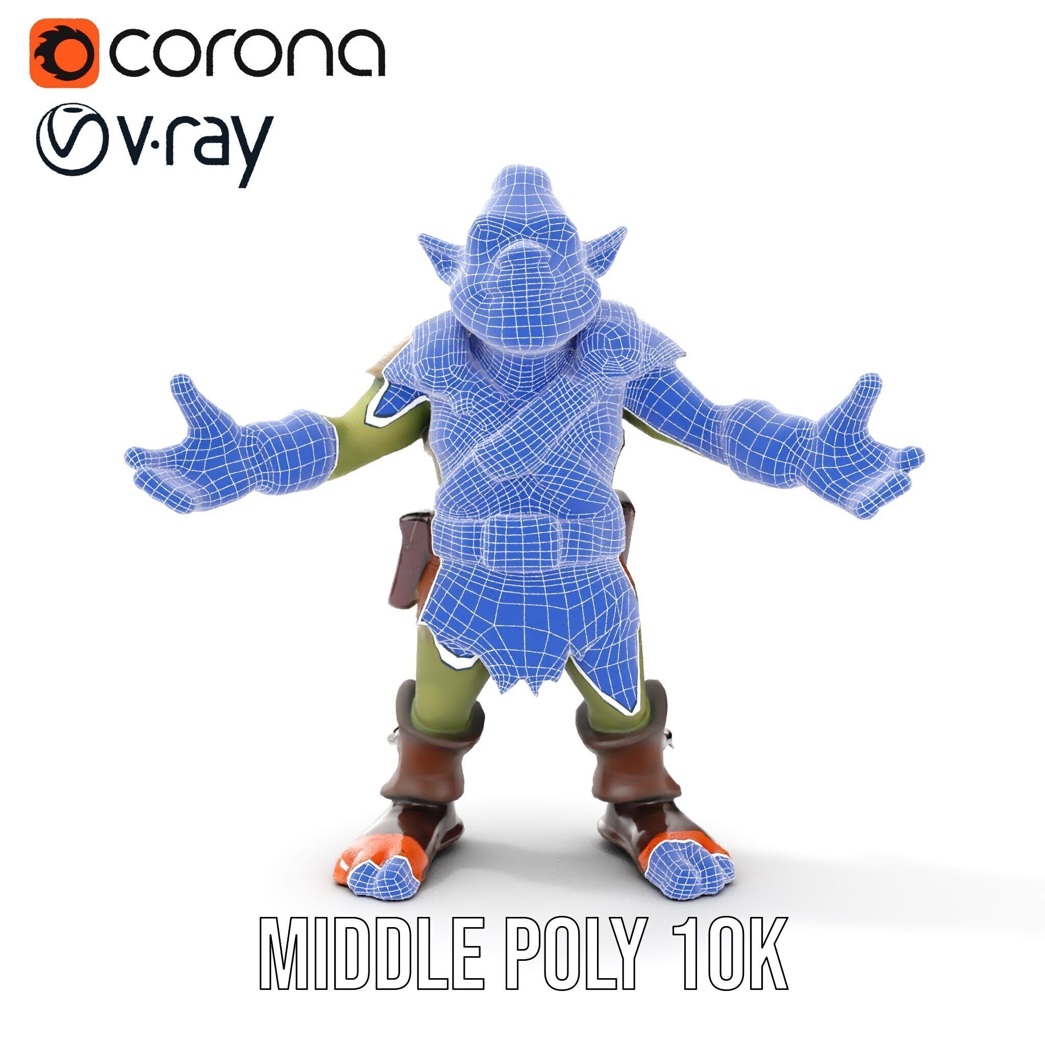 Goblin Warrior D Character Rigged and Animated Low-poly 3D model_34