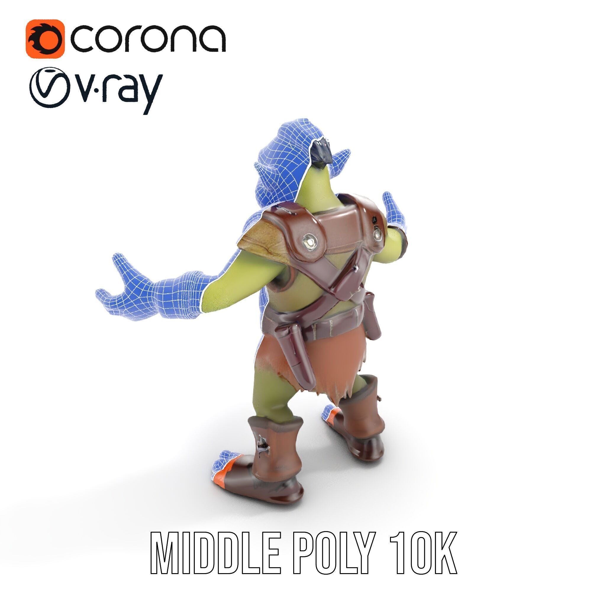 Goblin Warrior D Character Rigged and Animated Low-poly 3D model_17