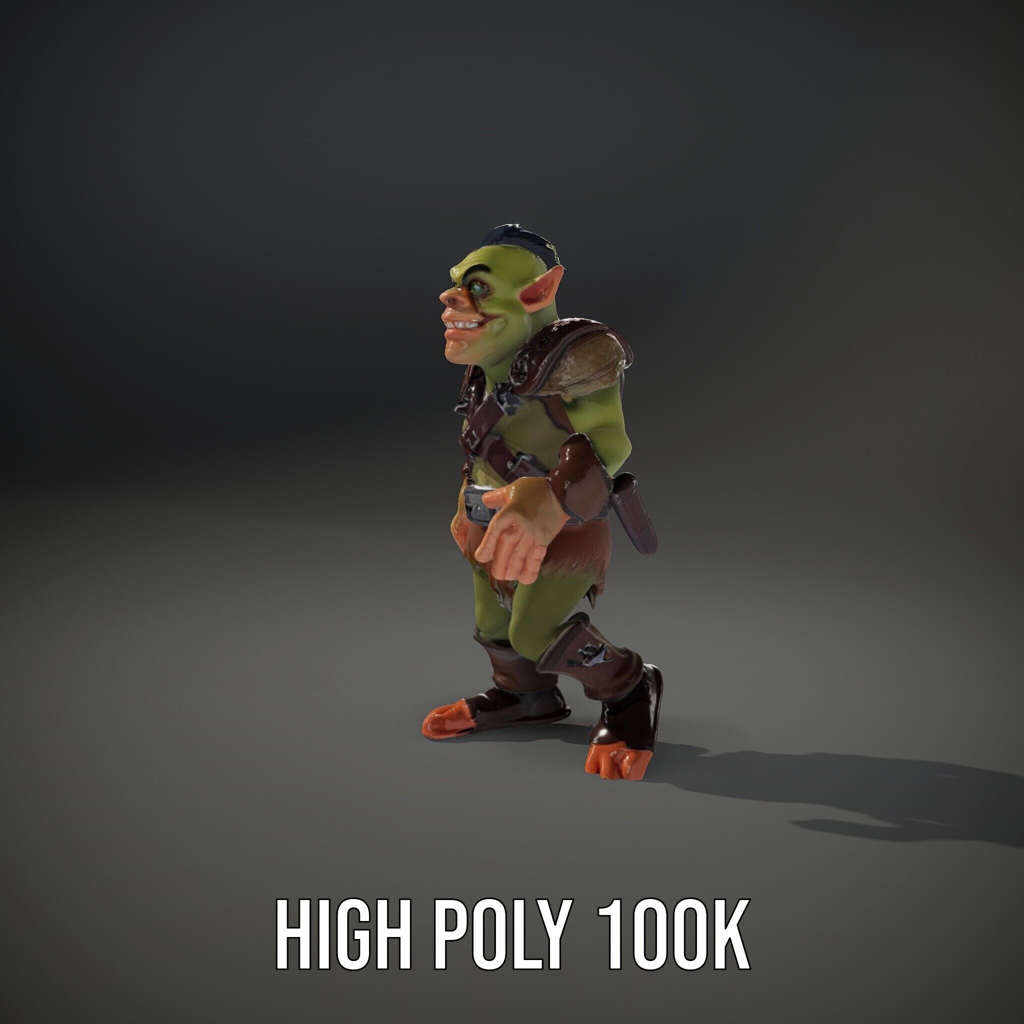 Goblin Warrior D Character Rigged and Animated Low-poly 3D model_11