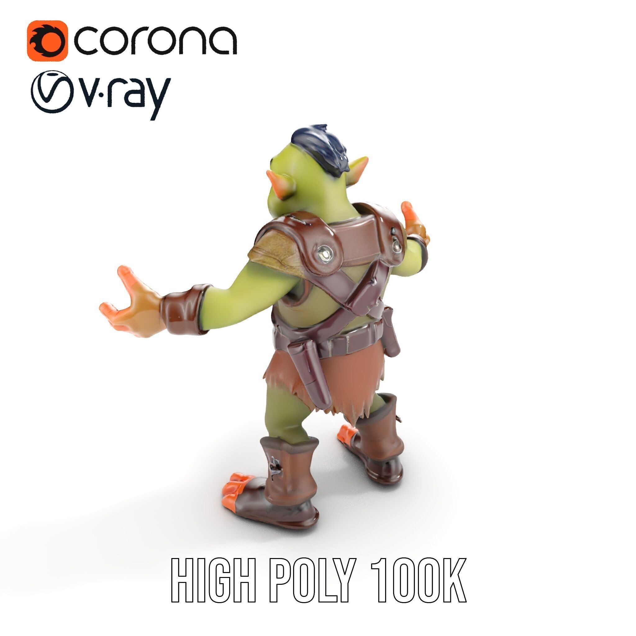 Goblin Warrior D Character Rigged and Animated Low-poly 3D model_19