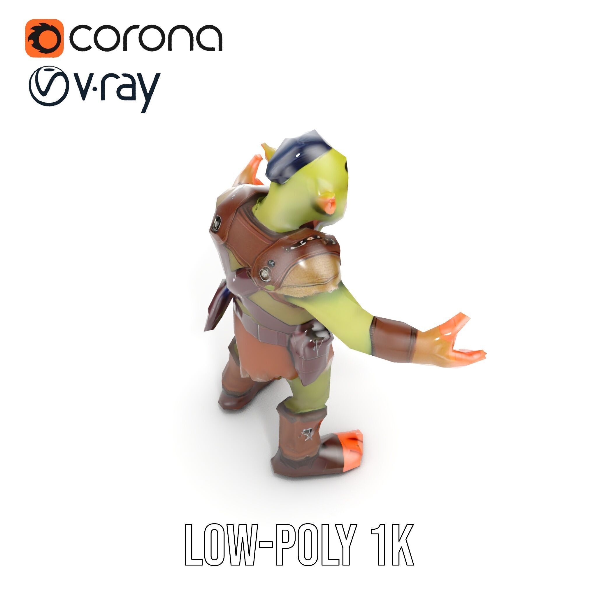Goblin Warrior D Character Rigged and Animated Low-poly 3D model_10