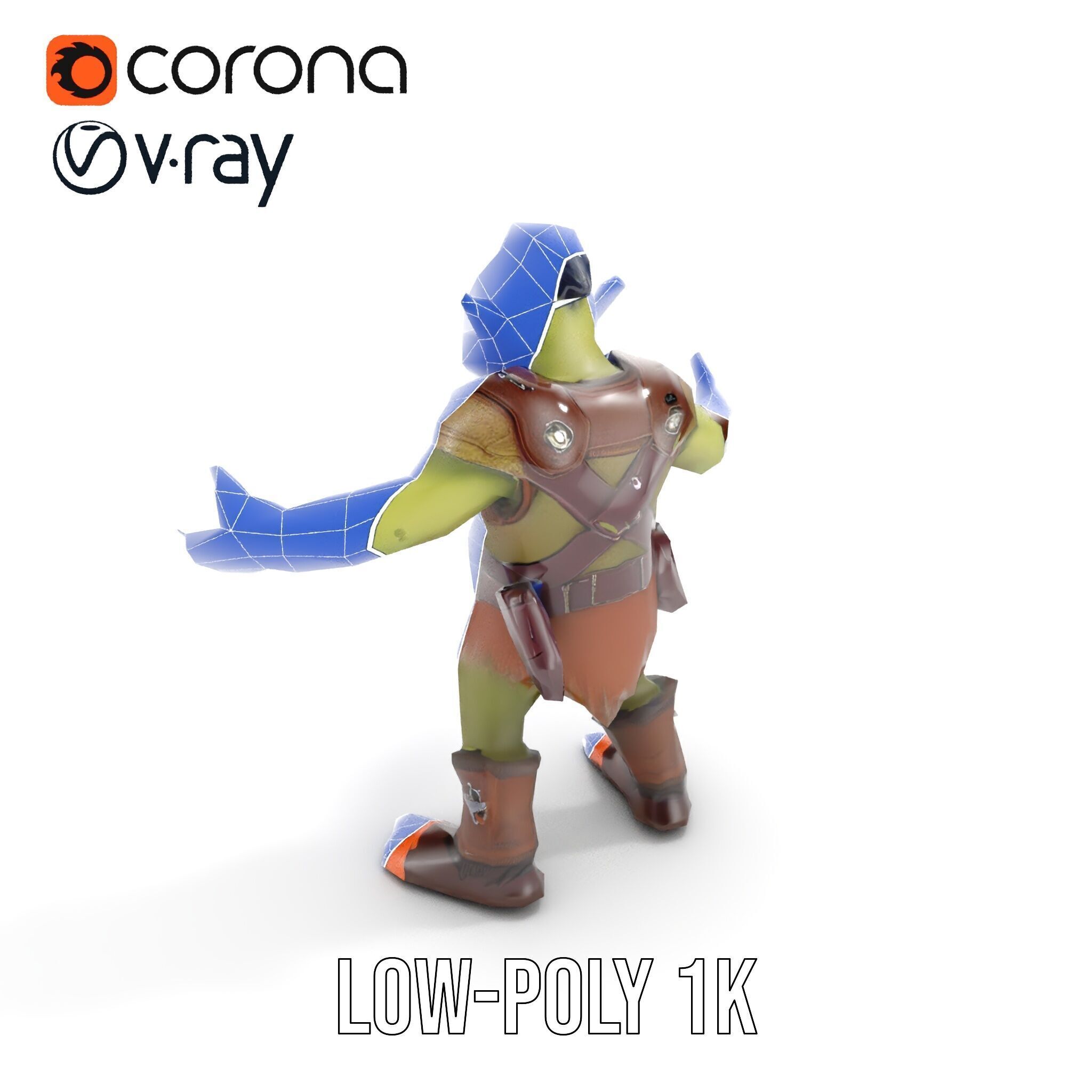 Goblin Warrior D Character Rigged and Animated Low-poly 3D model_32
