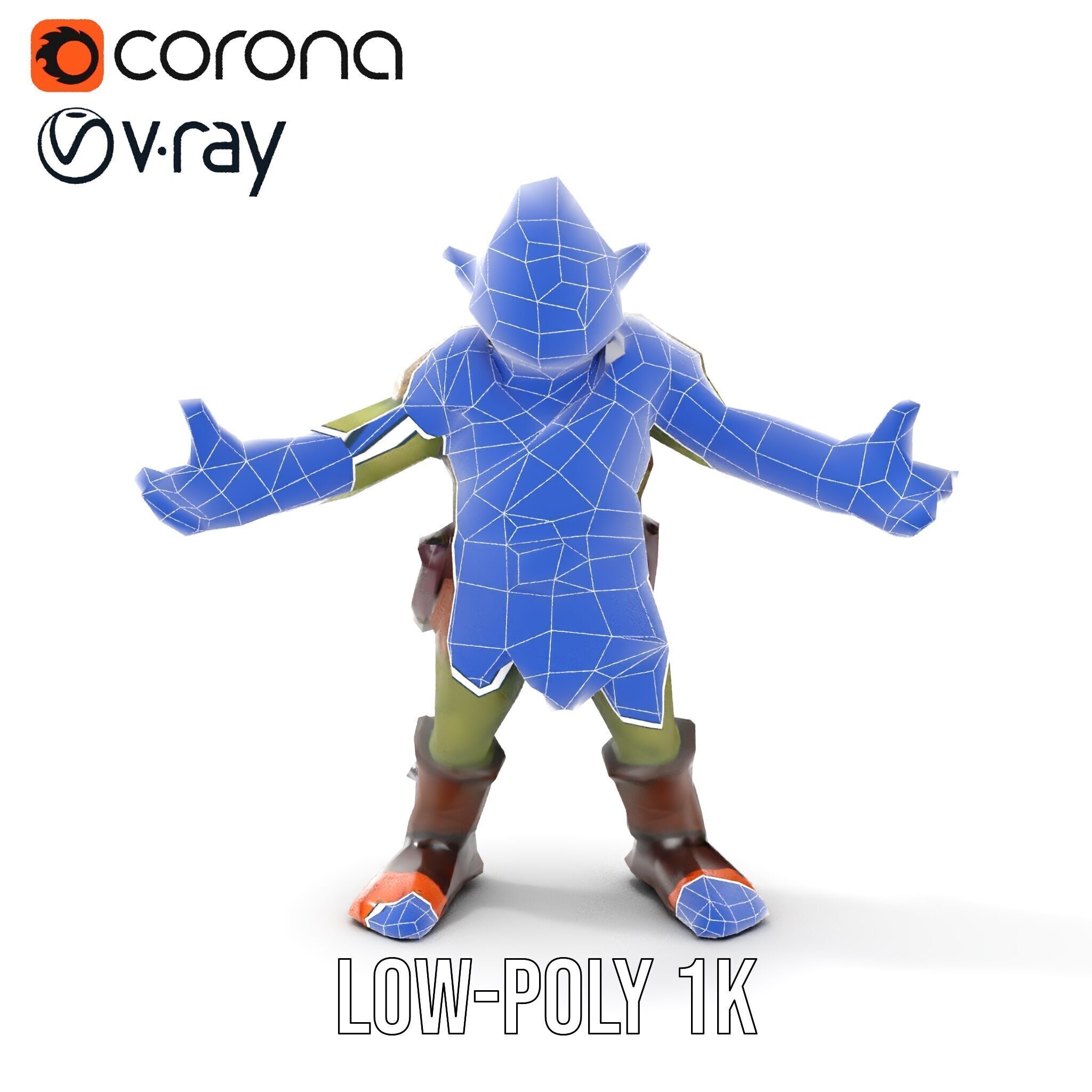 Goblin Warrior D Character Rigged and Animated Low-poly 3D model_29