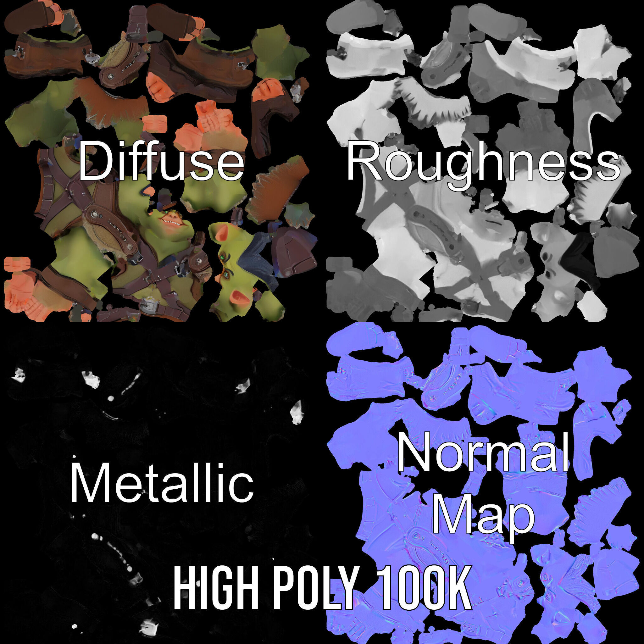 Goblin Warrior D Character Rigged and Animated Low-poly 3D model_3