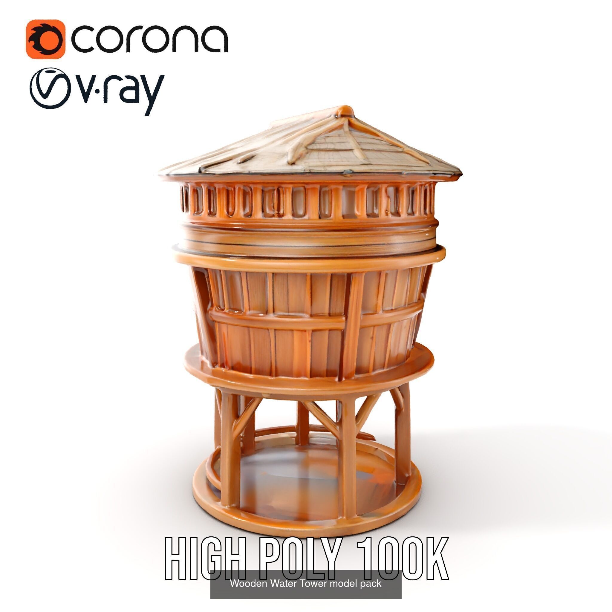 Timeless Wooden Water Towers 3D Model Collection_34