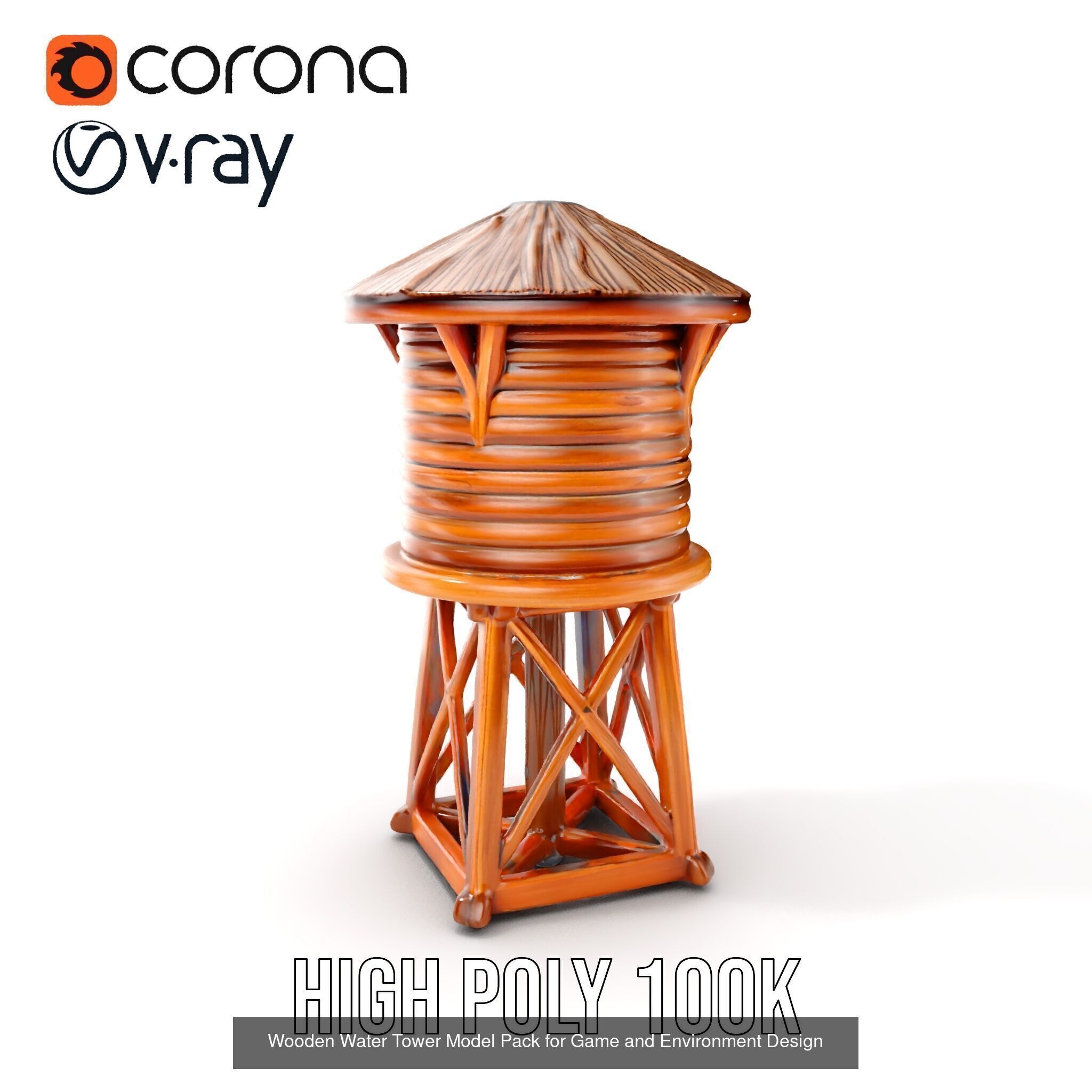 Timeless Wooden Water Towers 3D Model Collection_33