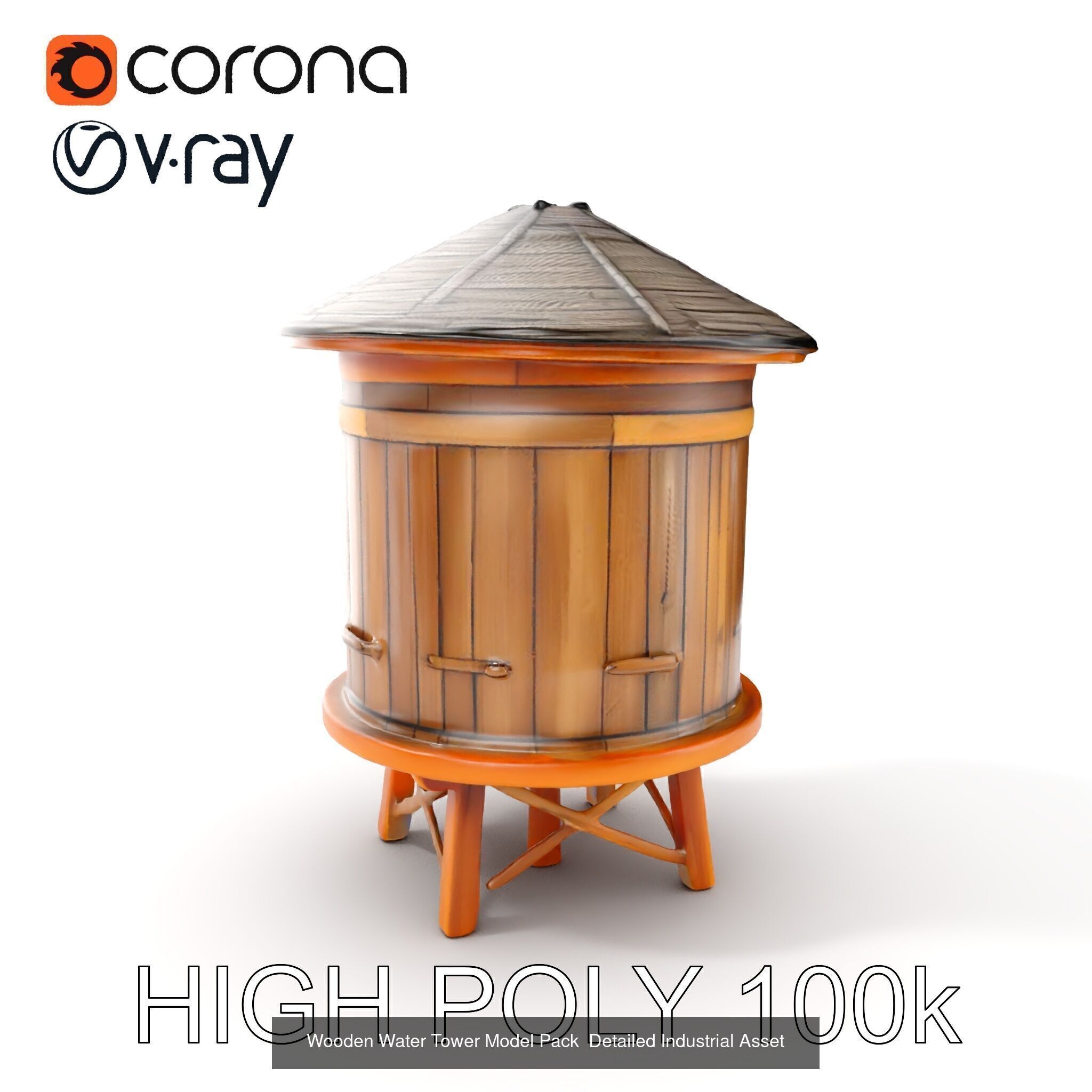Timeless Wooden Water Towers 3D Model Collection_23