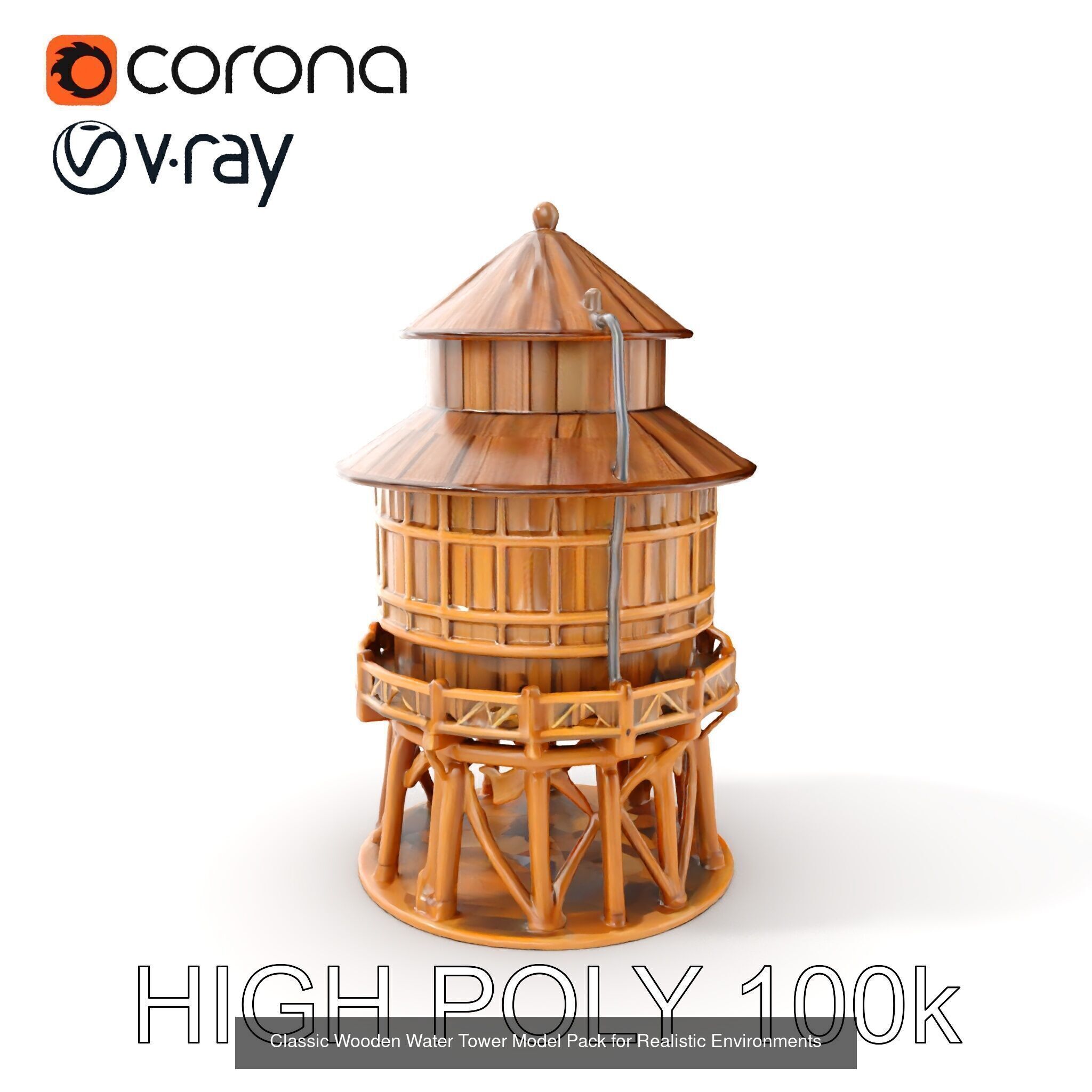 Timeless Wooden Water Towers 3D Model Collection_35