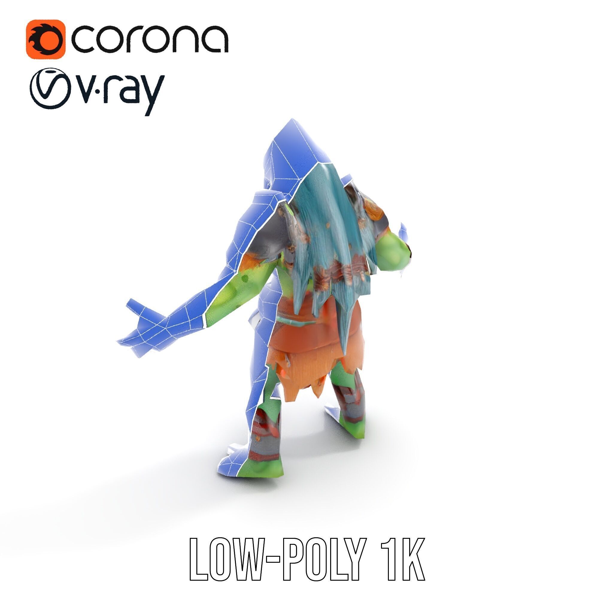 Orc Warrior Rigged and Animated D Character Model for Games a... Low-poly 3D model_28