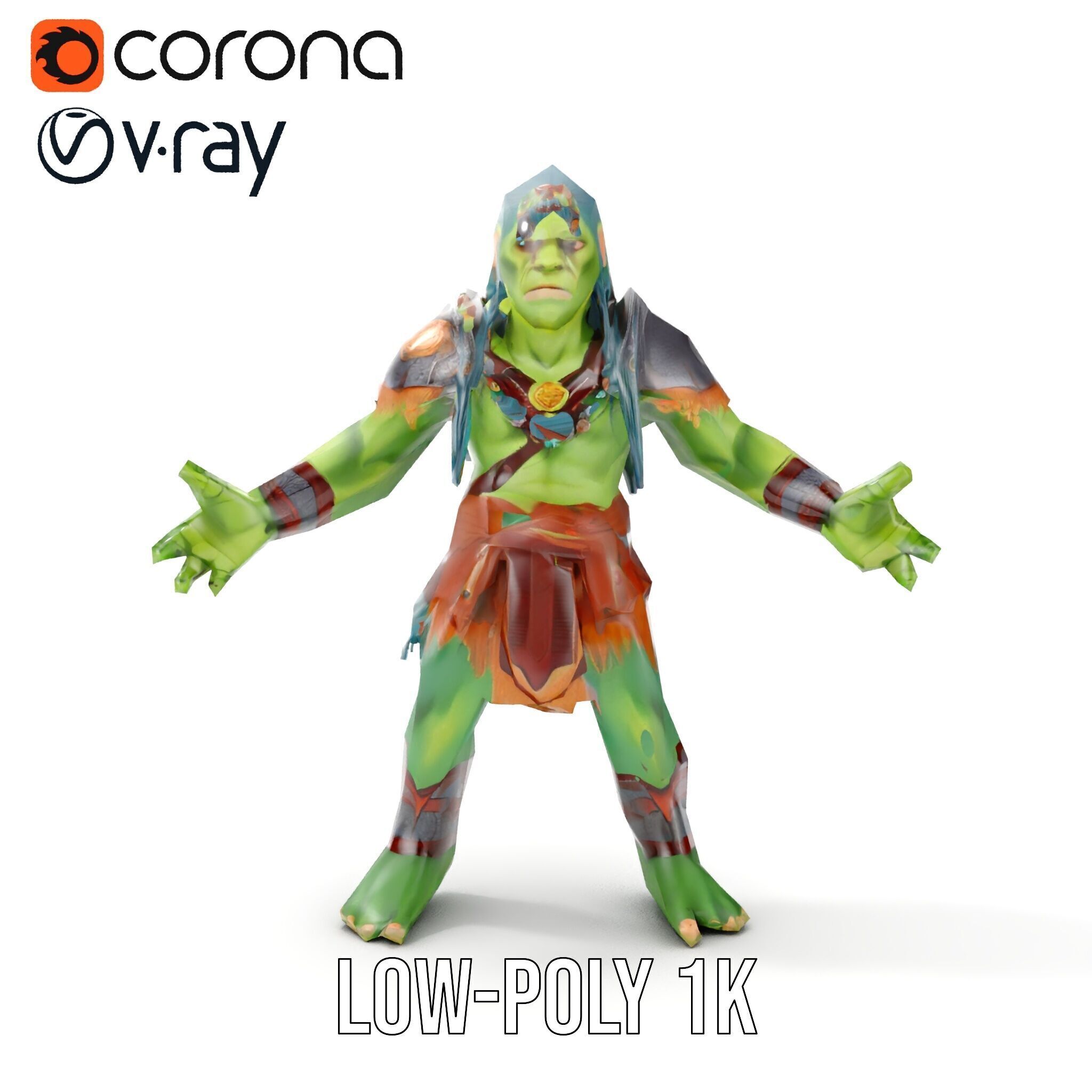 Orc Warrior Rigged and Animated D Character Model for Games a... Low-poly 3D model_16