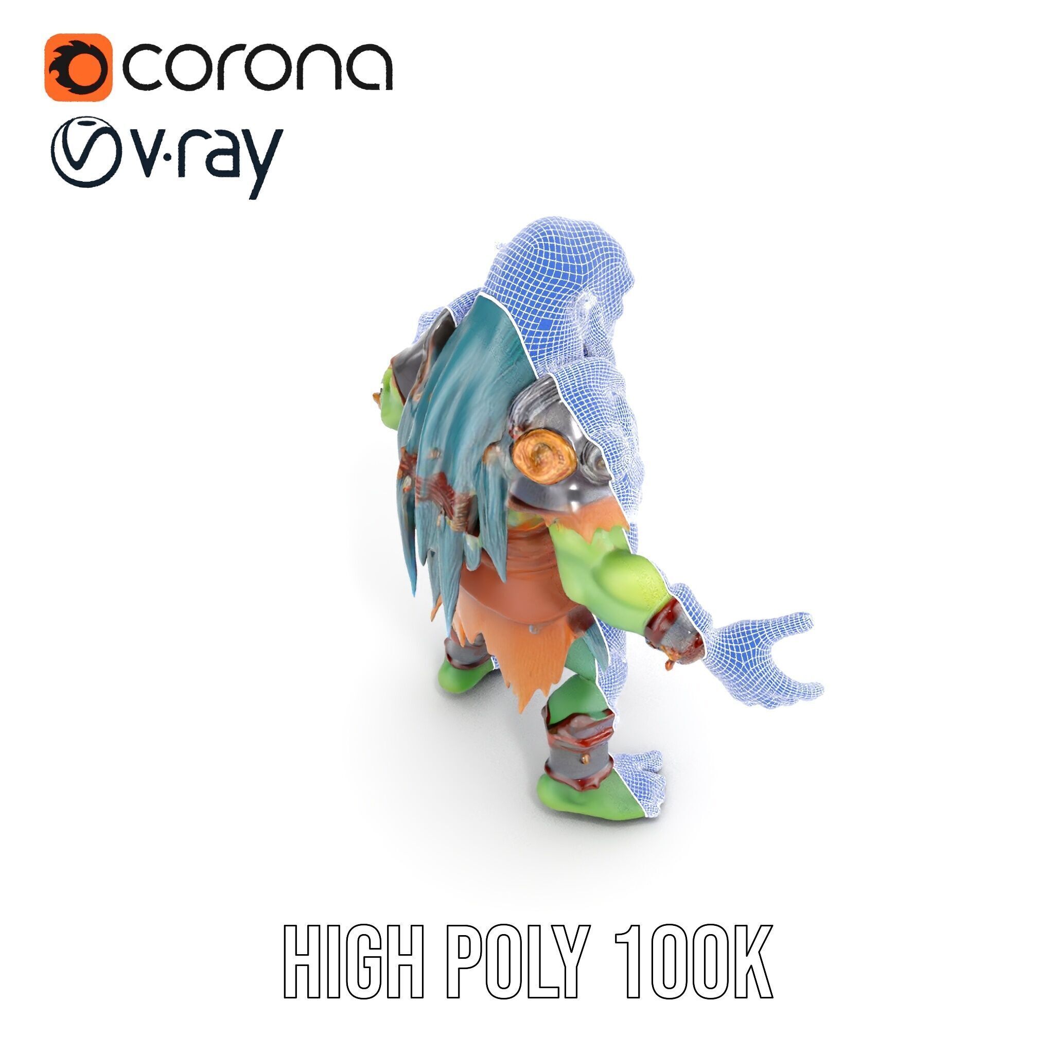 Orc Warrior Rigged and Animated D Character Model for Games a... Low-poly 3D model_39