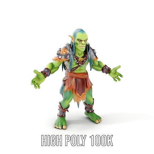Orc Warrior Rigged and Animated D Character Model for Games a... Low-poly 3D model