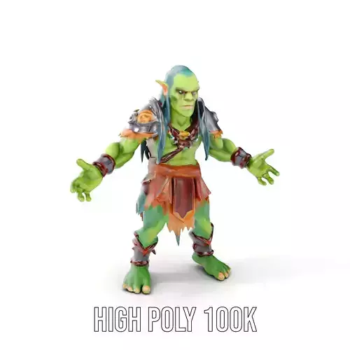 Orc Warrior Rigged and Animated D Character Model for Games a... Low-poly 3D model