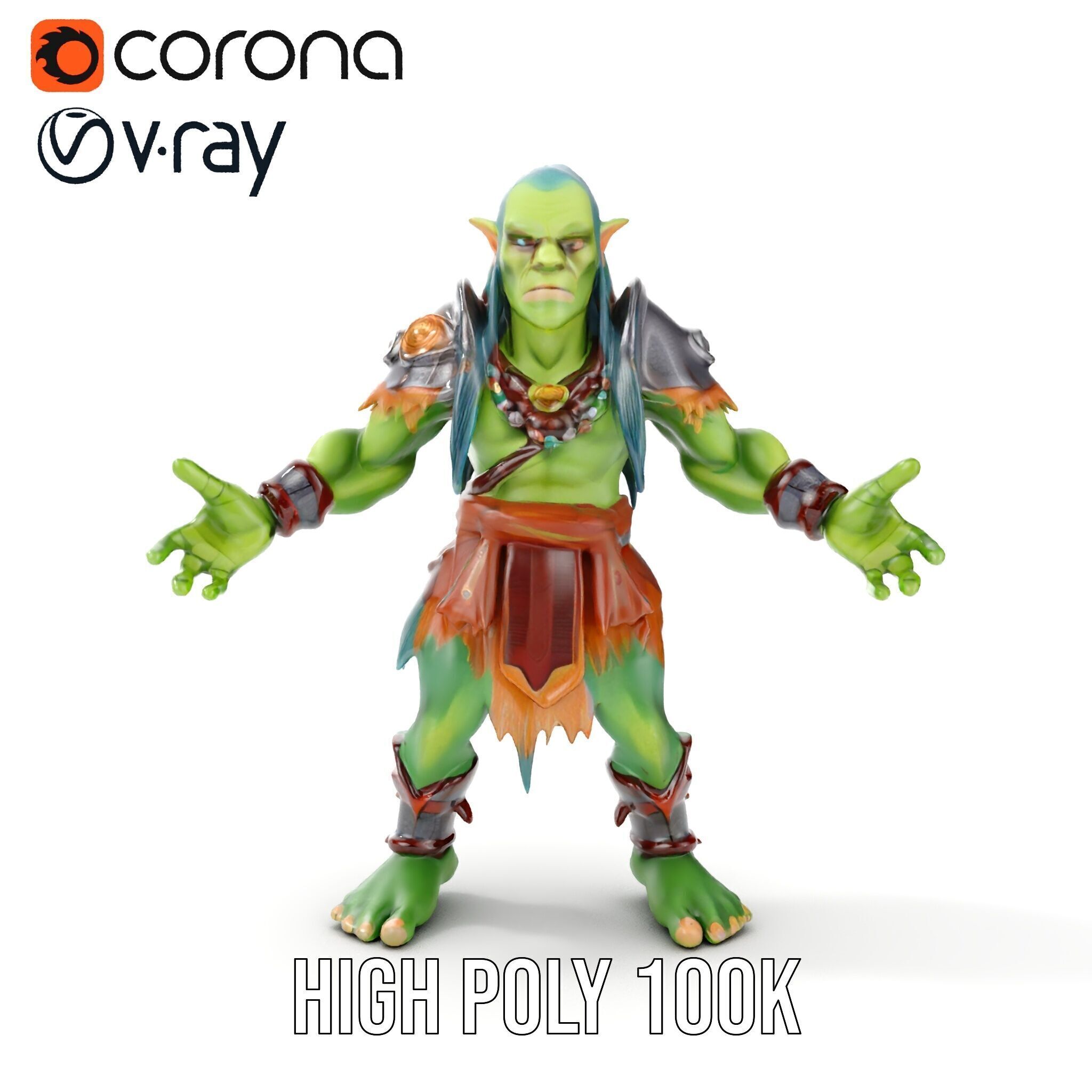 Orc Warrior Rigged and Animated D Character Model for Games a... Low-poly 3D model_21