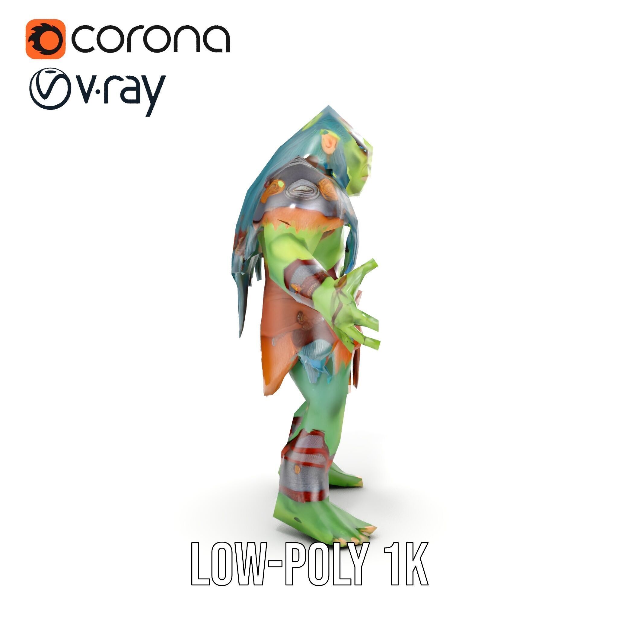 Orc Warrior Rigged and Animated D Character Model for Games a... Low-poly 3D model_26