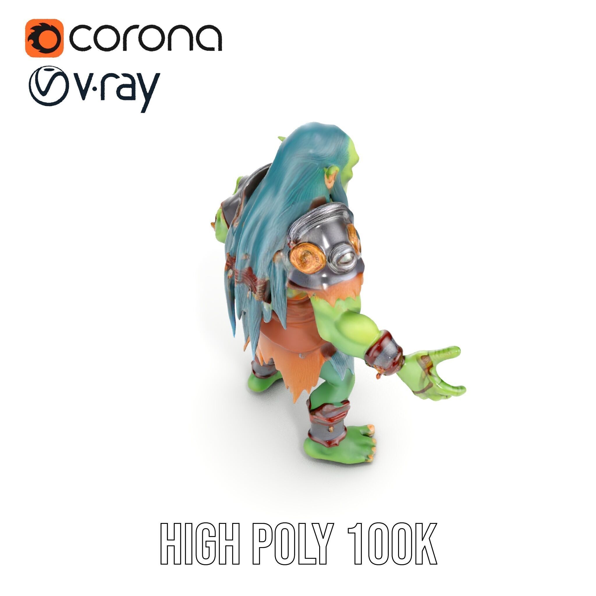 Orc Warrior Rigged and Animated D Character Model for Games a... Low-poly 3D model_24
