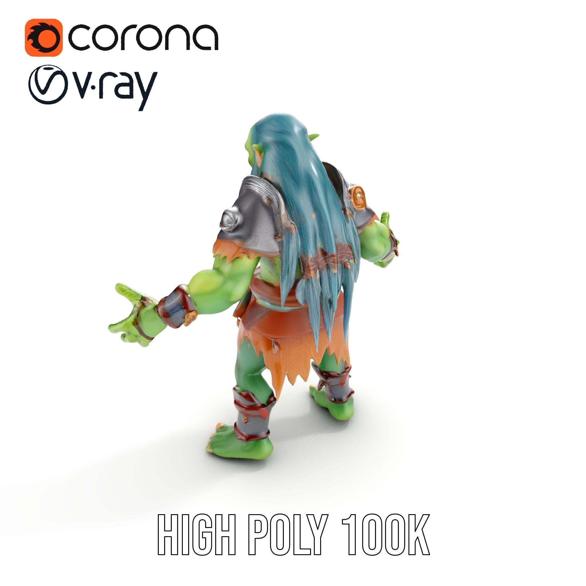 Orc Warrior Rigged and Animated D Character Model for Games a... Low-poly 3D model_29
