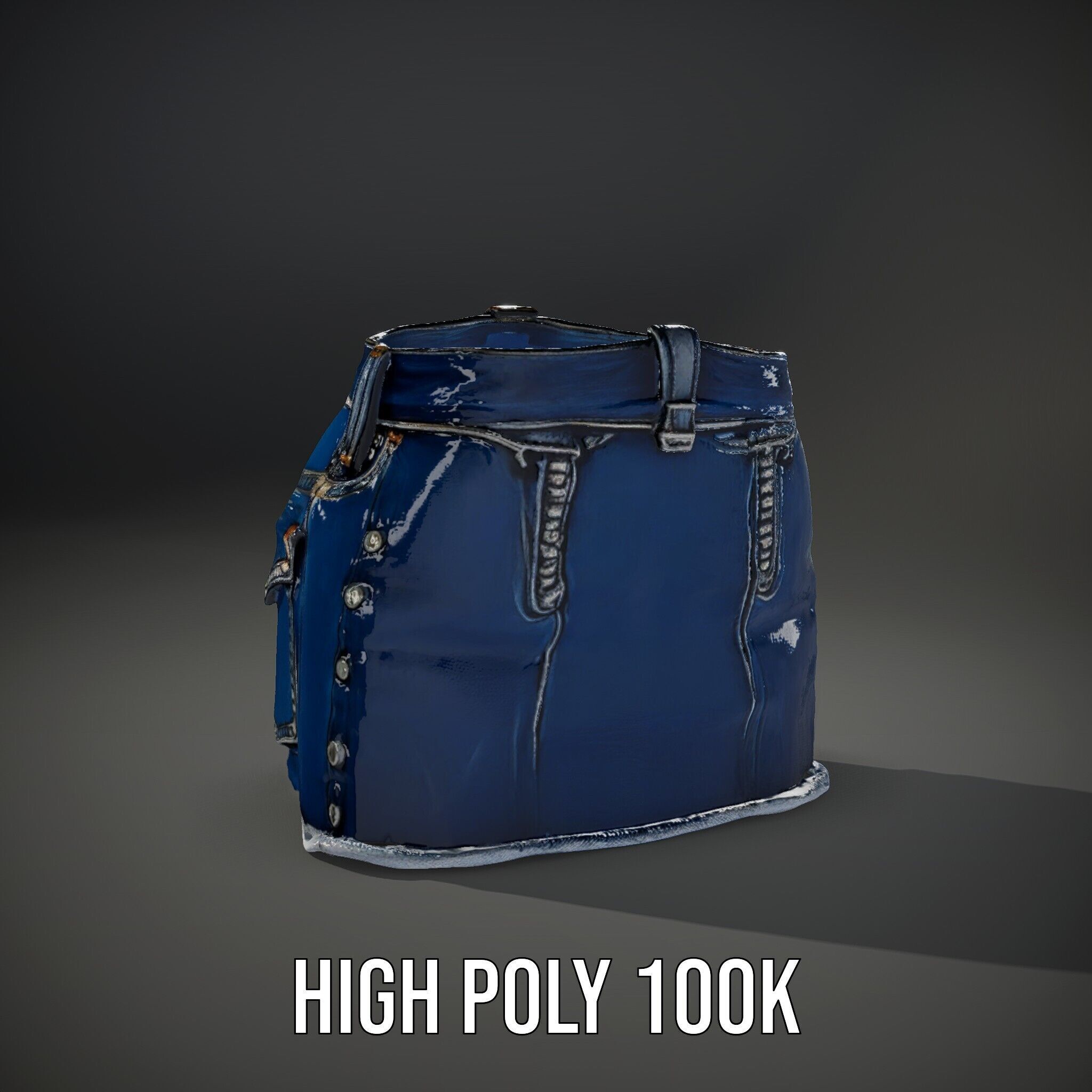 Denim Shorts with Studded Pockets D Model Pack Low-poly 3D model_14