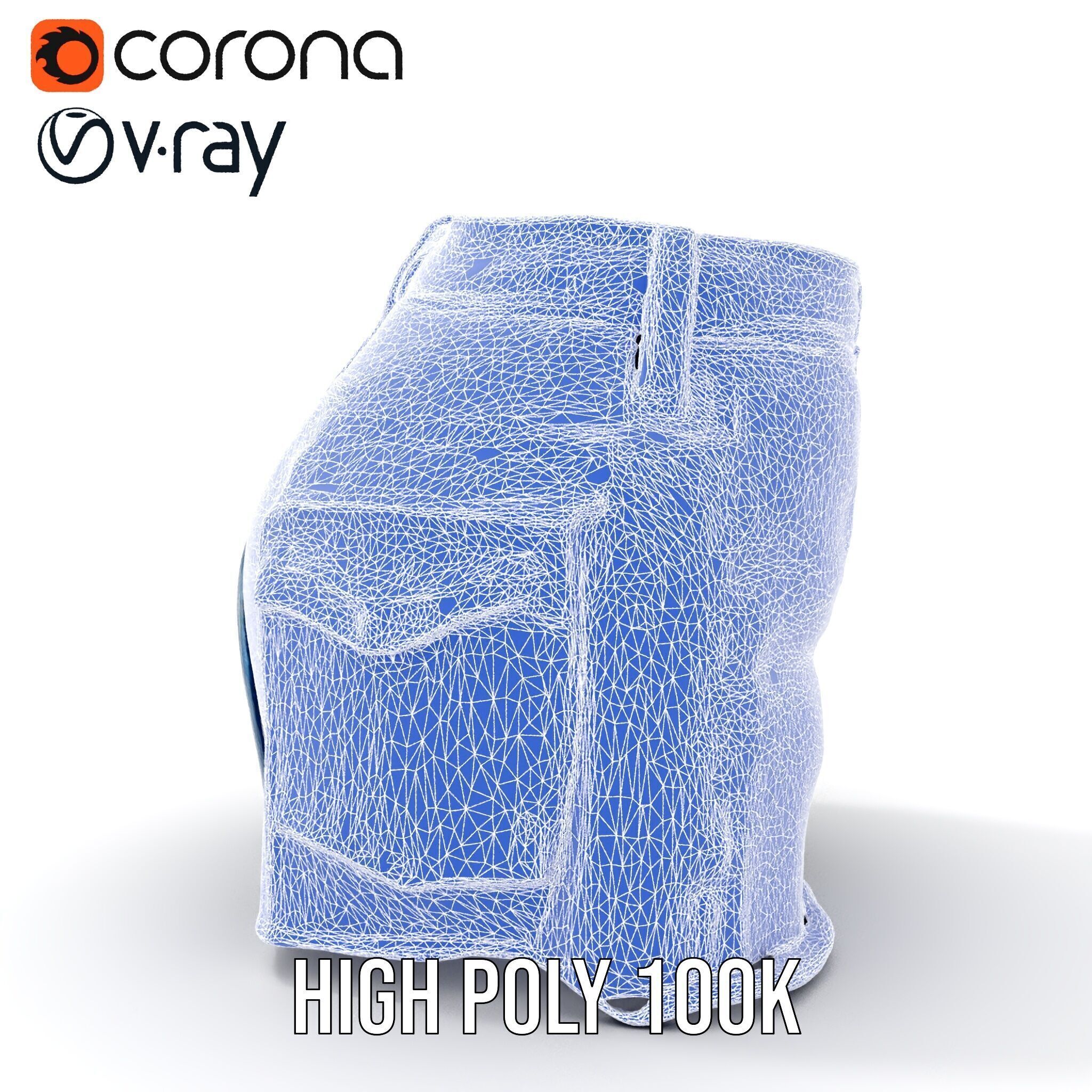 Denim Shorts with Studded Pockets D Model Pack Low-poly 3D model_18