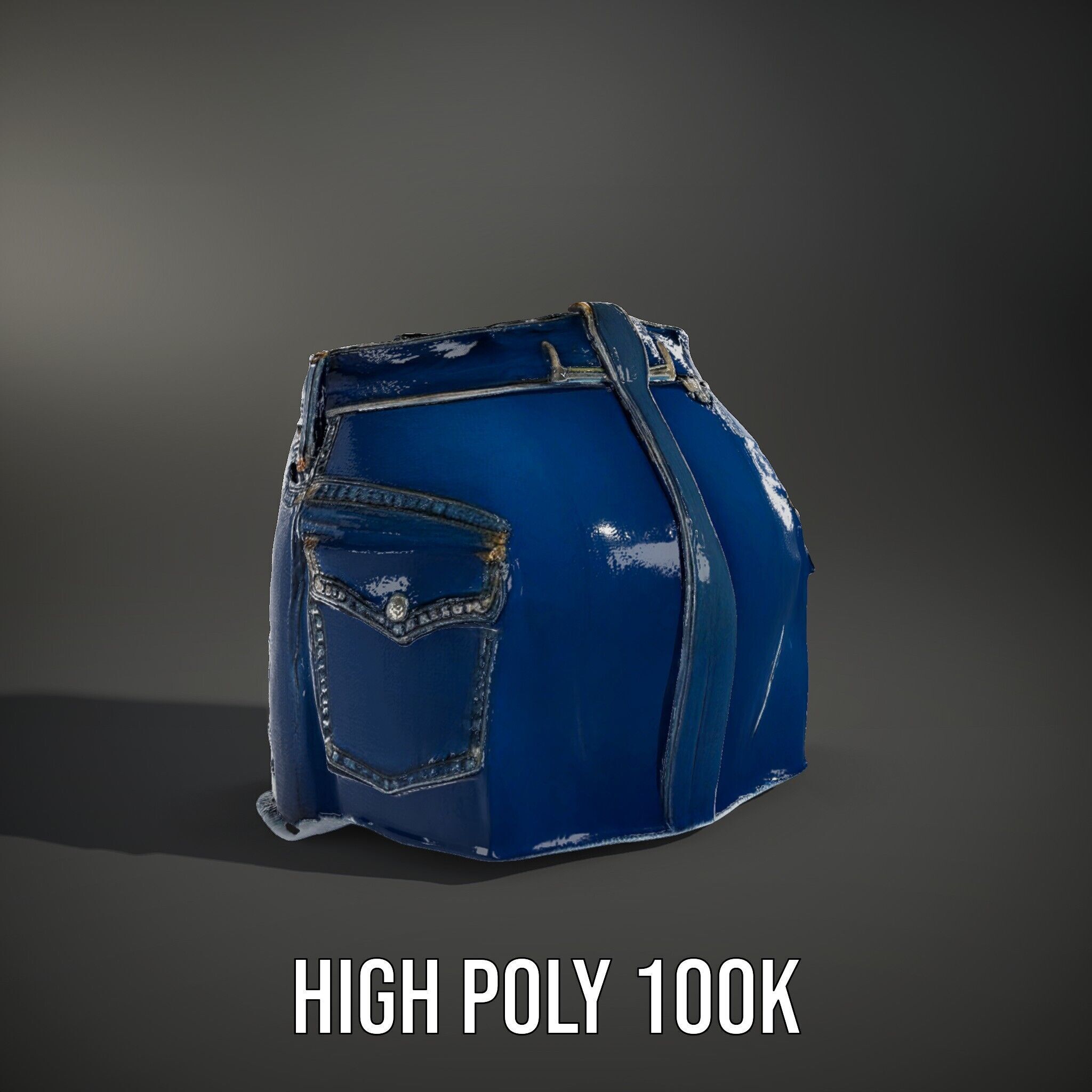 Denim Shorts with Studded Pockets D Model Pack Low-poly 3D model_11