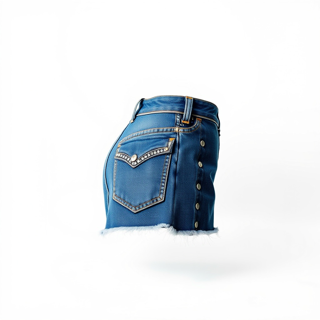 Denim Shorts with Studded Pockets D Model Pack Low-poly 3D model_2
