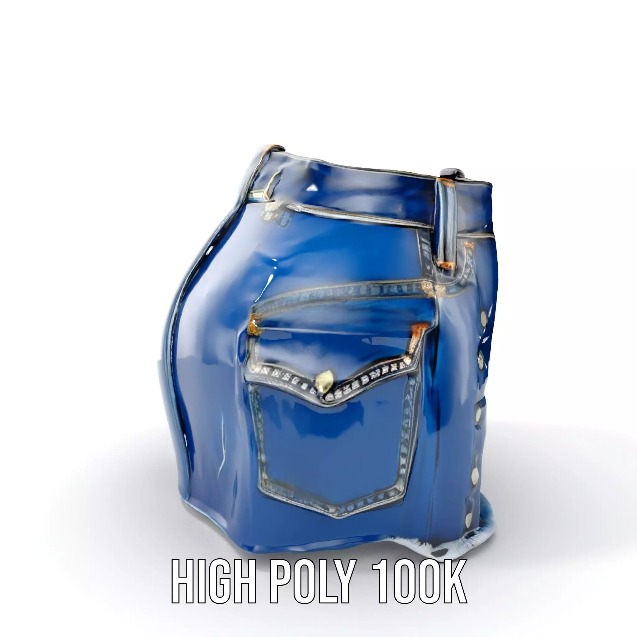 Denim Shorts with Studded Pockets D Model Pack Low-poly 3D model_0