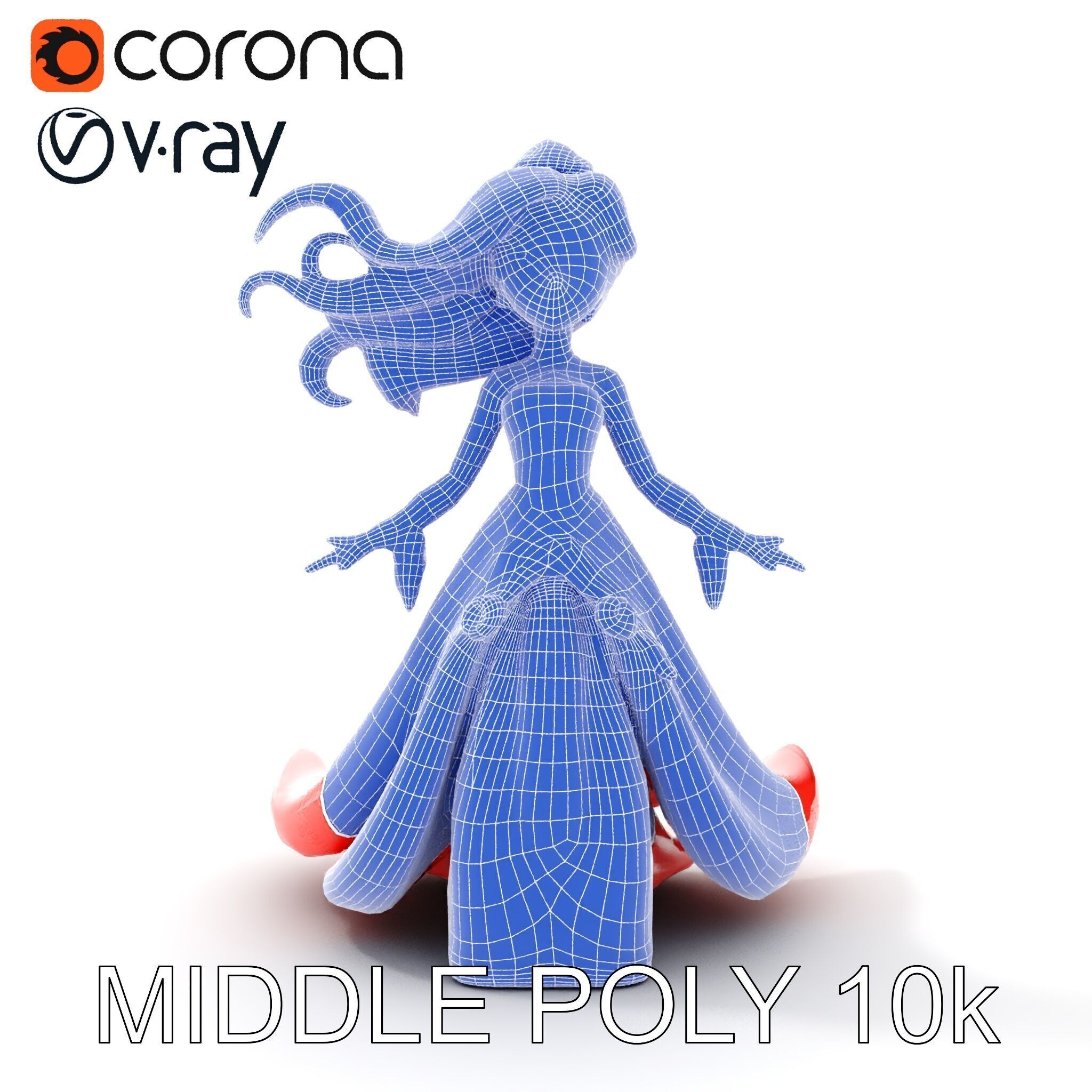 Elegant Princess Character Model  Rigged and Animated Low-poly 3D model_33