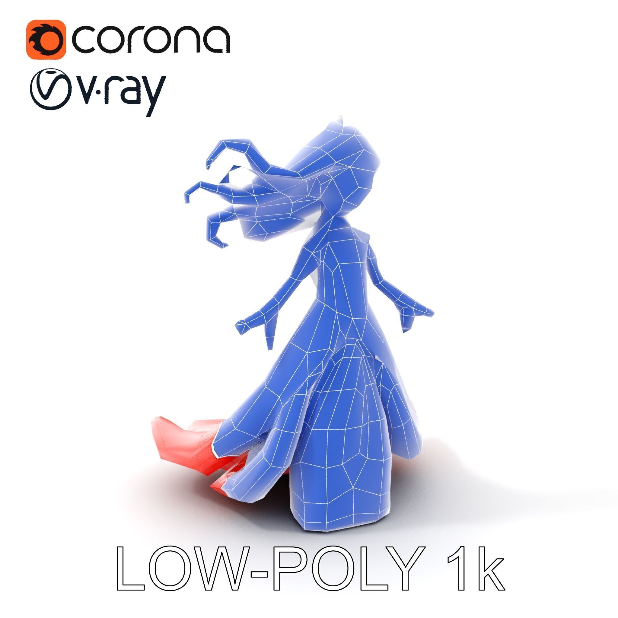 Elegant Princess Character Model  Rigged and Animated Low-poly 3D model_11