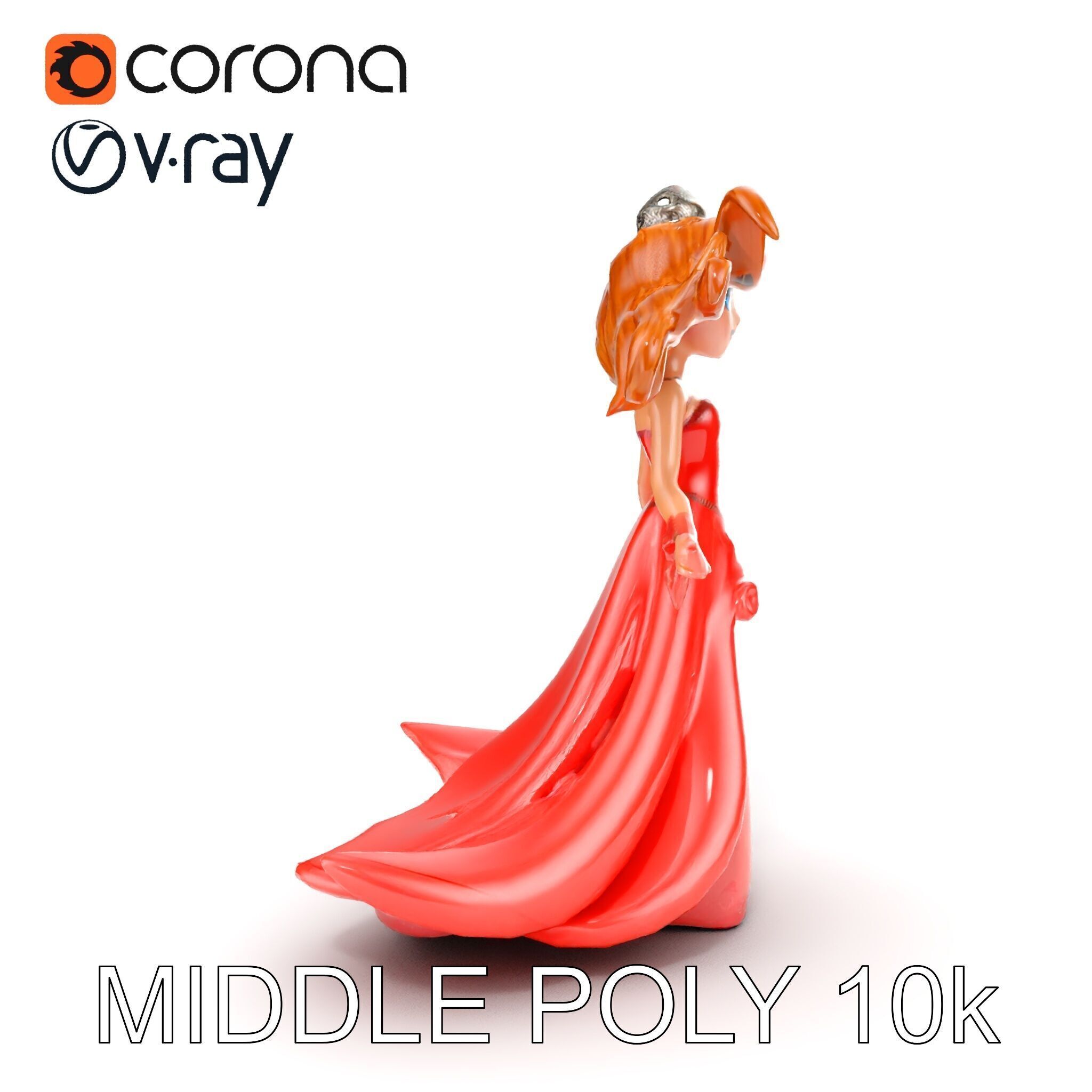 Elegant Princess Character Model  Rigged and Animated Low-poly 3D model_16