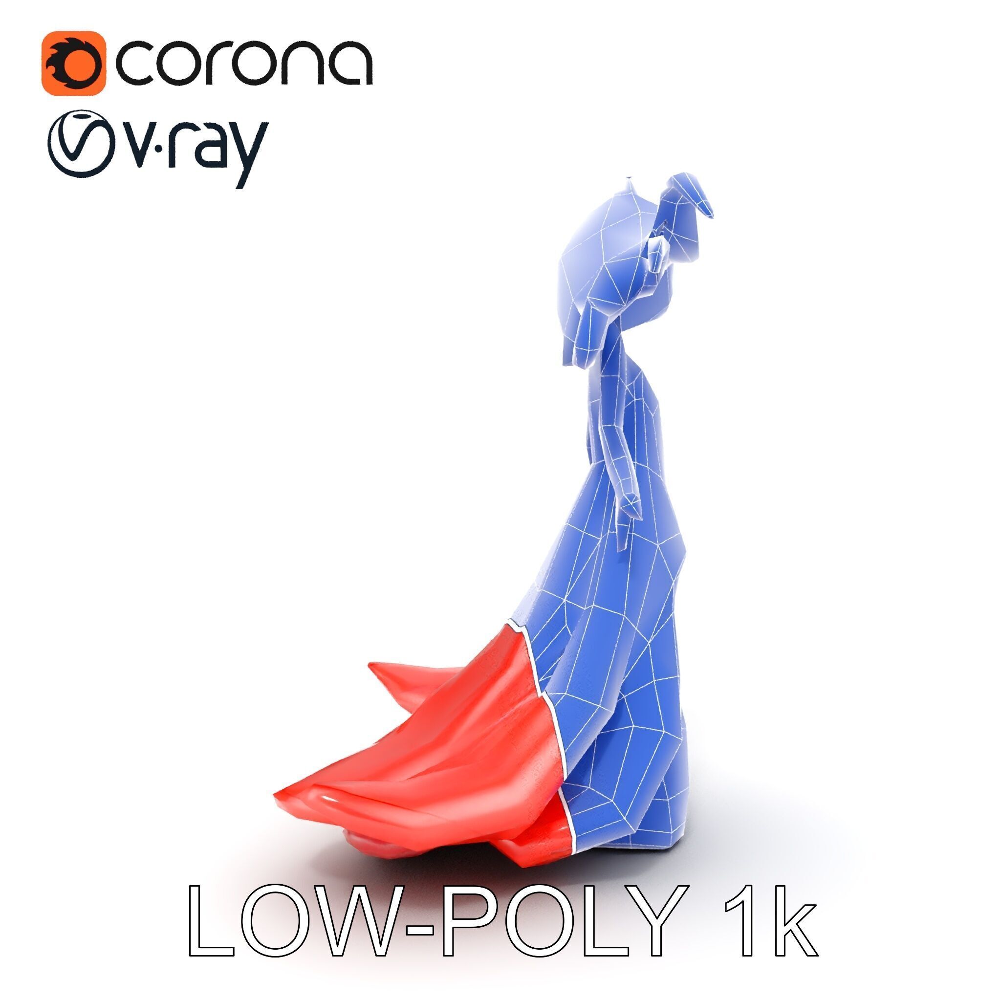 Elegant Princess Character Model  Rigged and Animated Low-poly 3D model_17