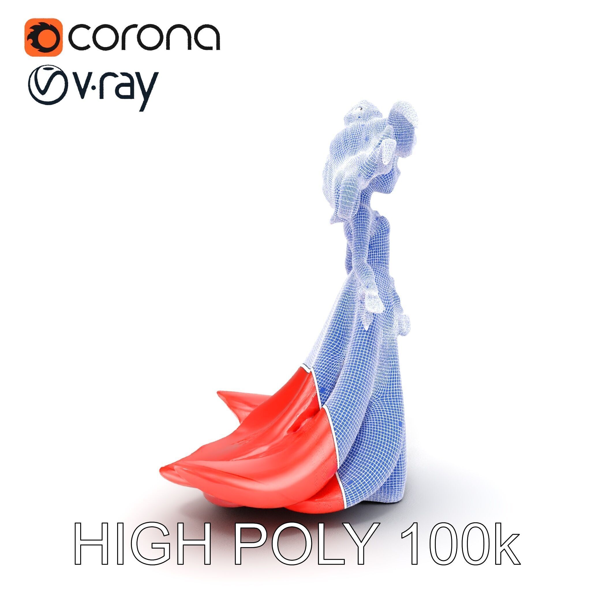 Elegant Princess Character Model  Rigged and Animated Low-poly 3D model_35